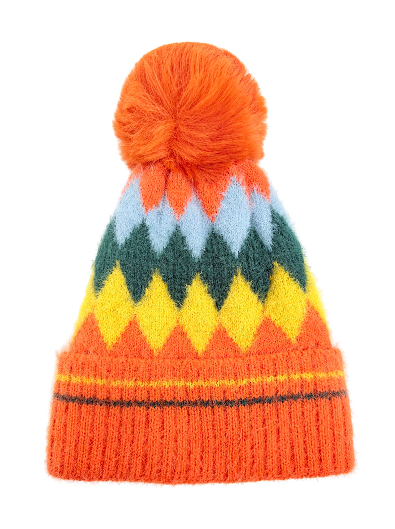 HT25105-322 Classic Pattern Beanie Hat with Pom Pom
