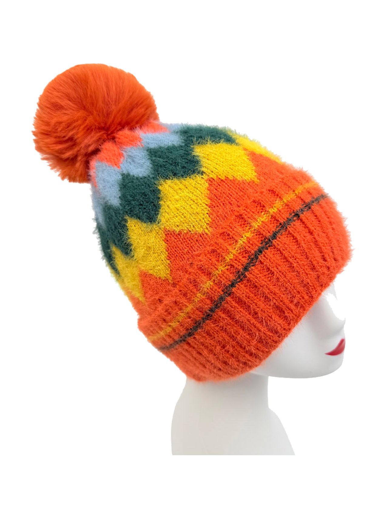 HT25105-322 Classic Pattern Beanie Hat with Pom Pom
