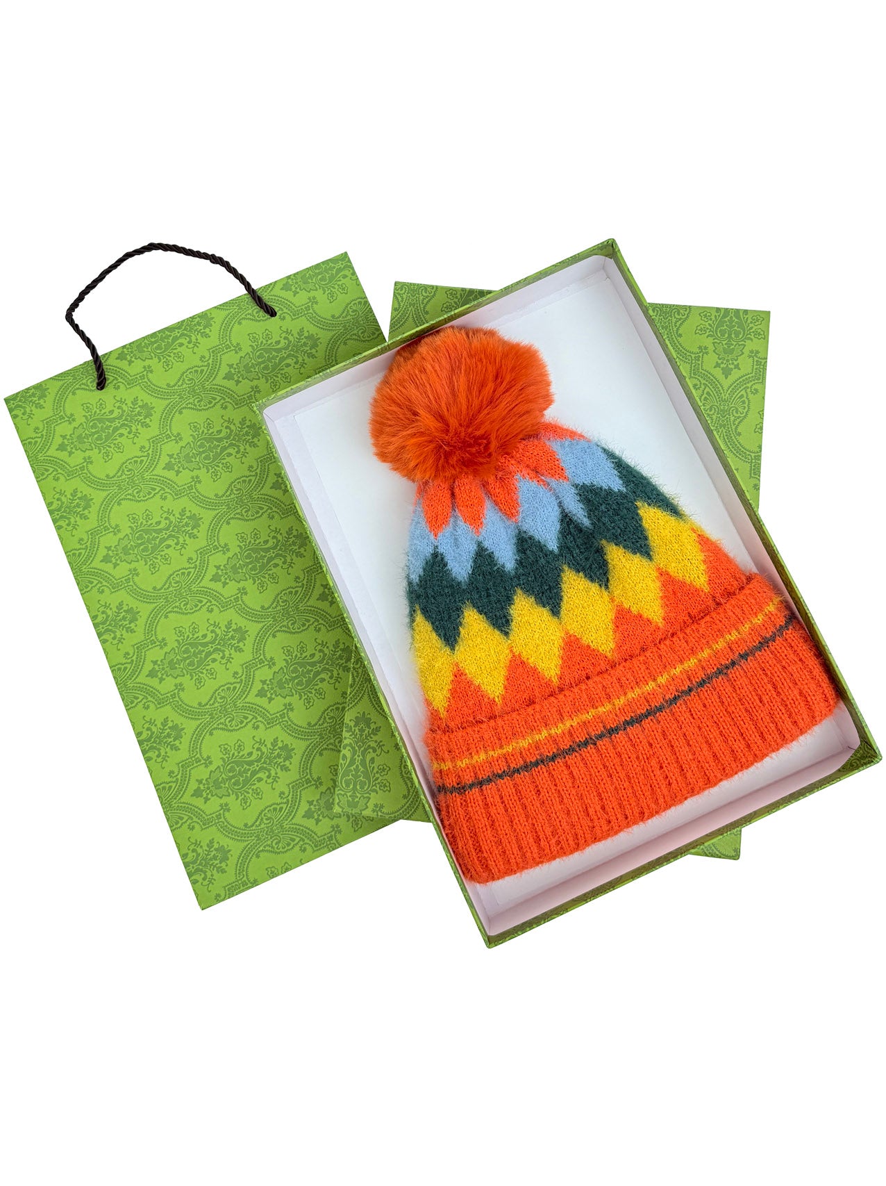 HT25105-322 Classic Pattern Beanie Hat with Pom Pom