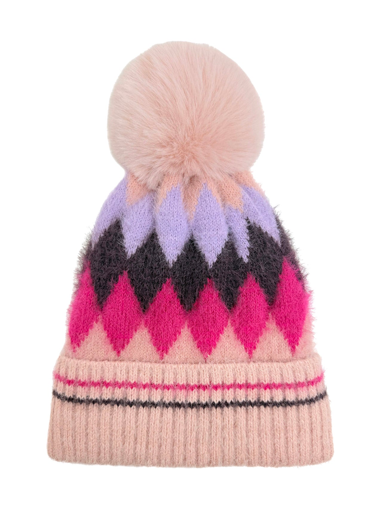 HT25105-322 Classic Pattern Beanie Hat with Pom Pom