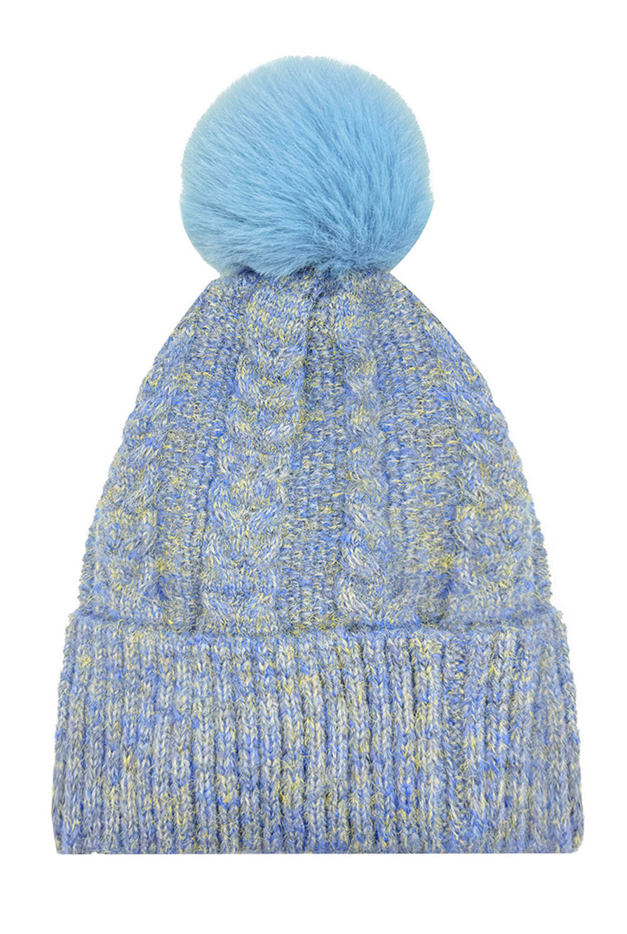 HT2520-173 Knitted Pattern Beanie Hats with Pom Pom