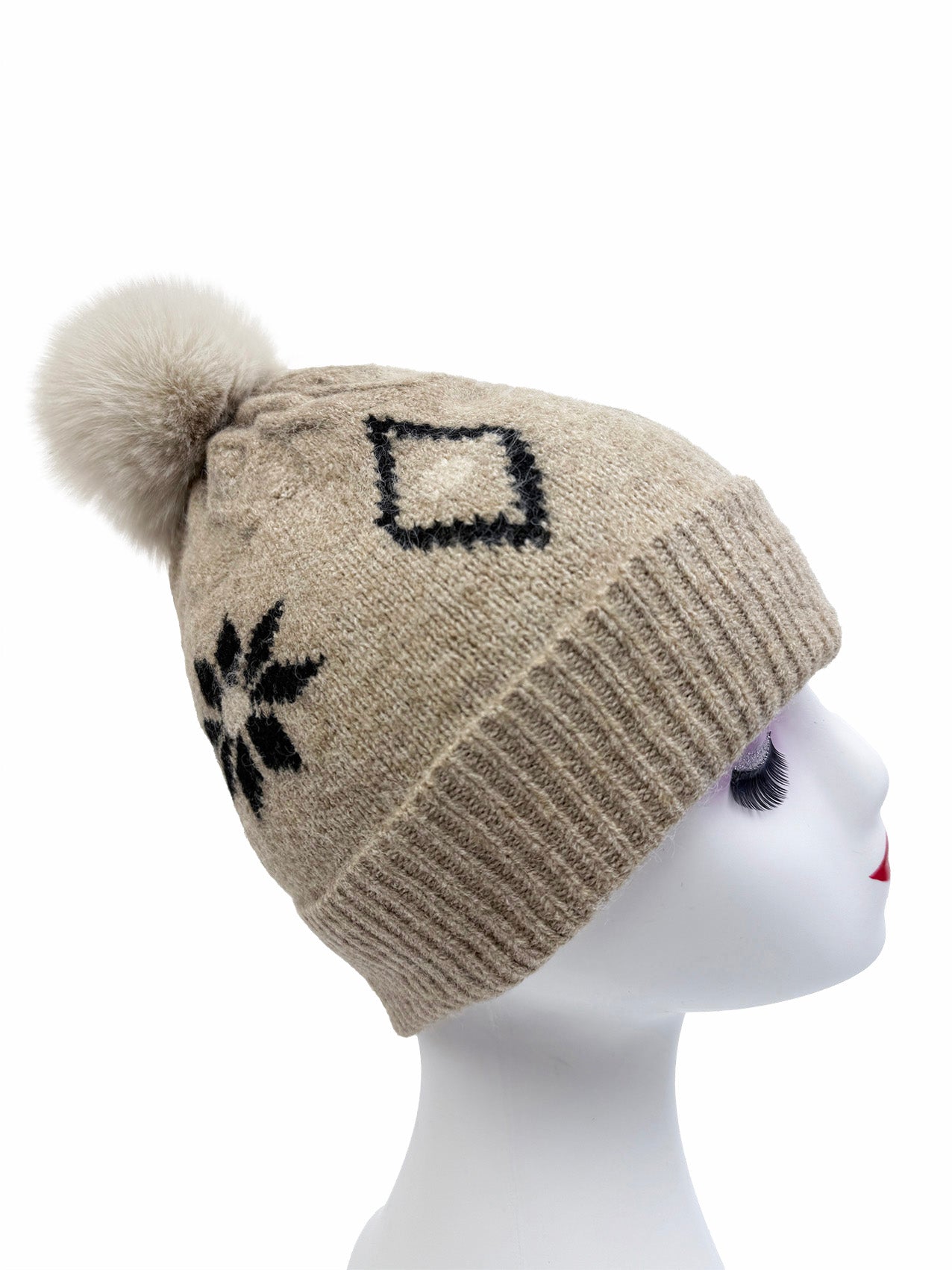 HT2523-171 Fleece Lined Pom Pom Hat