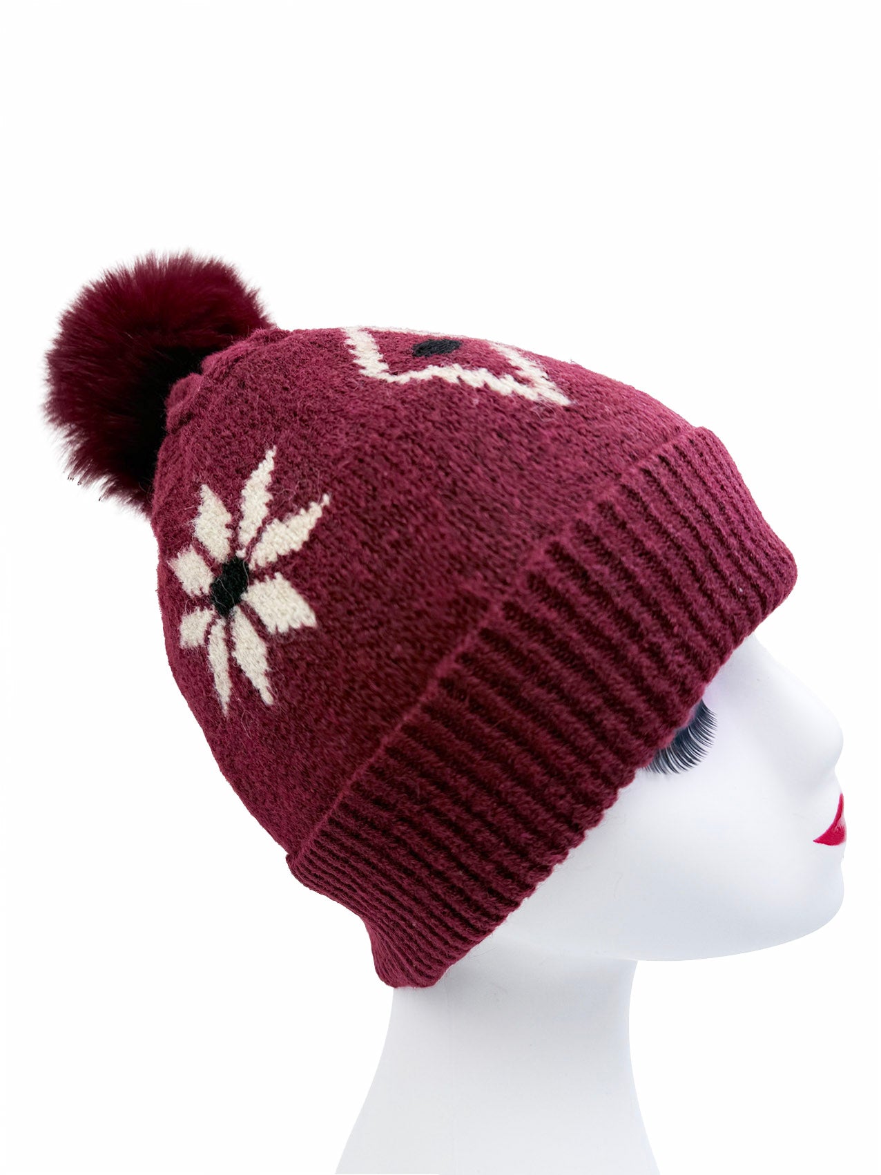 HT2523-171 Fleece Lined Pom Pom Hat