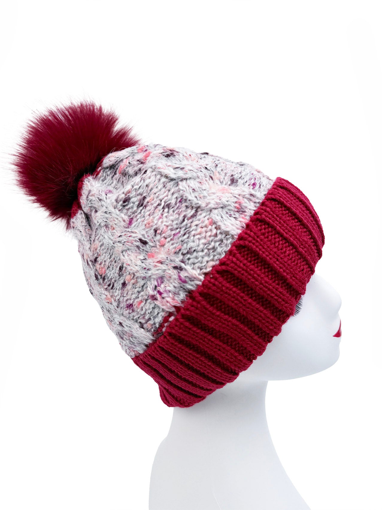 HT2525-170 Coloured base Knitted Pom Pom Hat