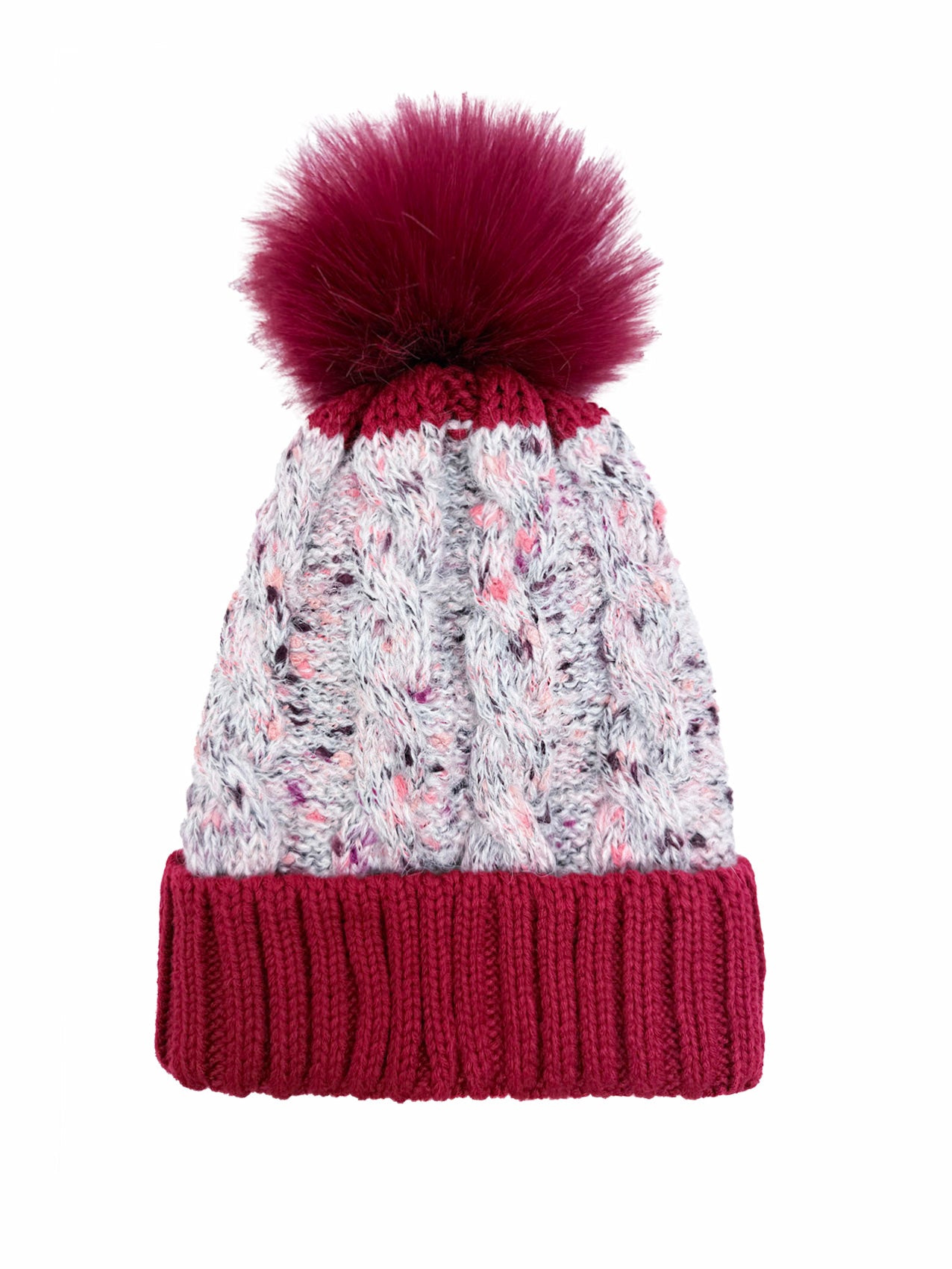 HT2525-170 Coloured base Knitted Pom Pom Hat