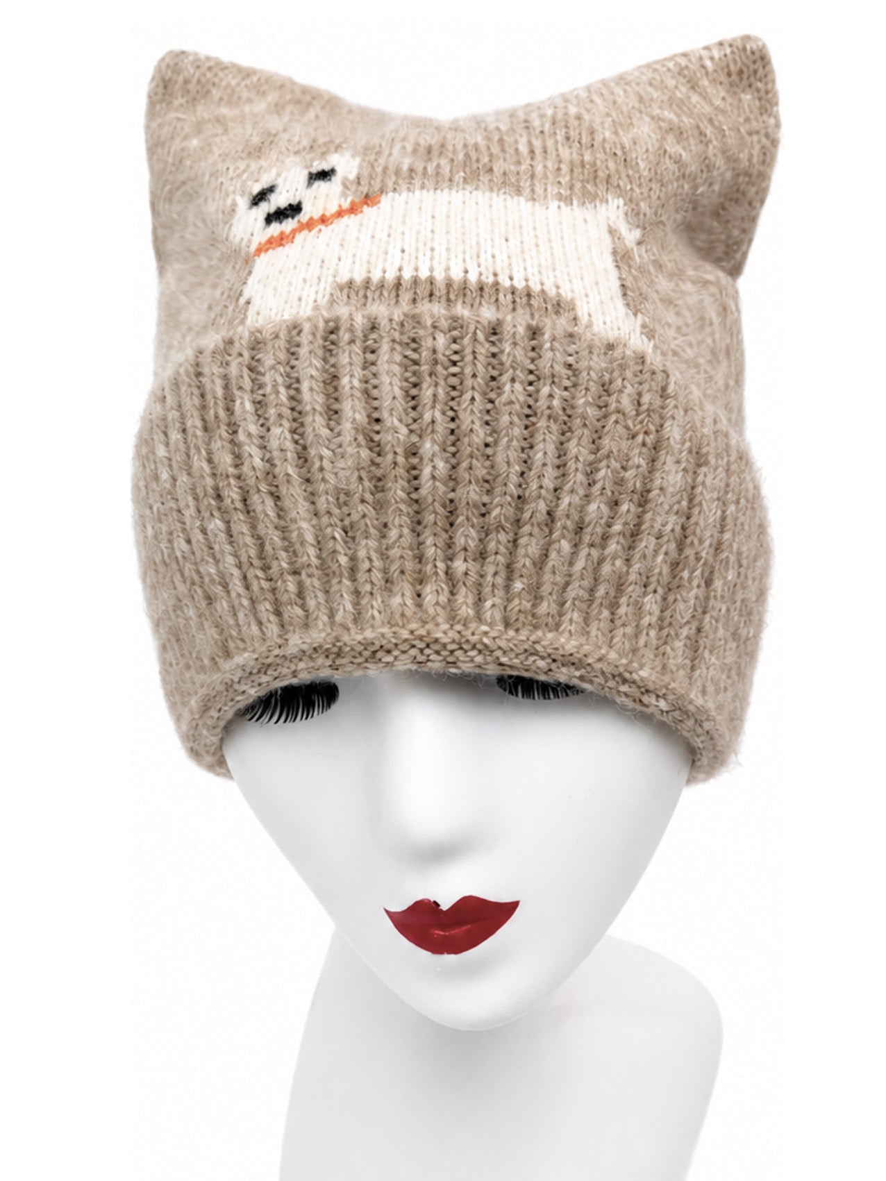HT26100-395 Dog Print Ear Themed Beanie Hat