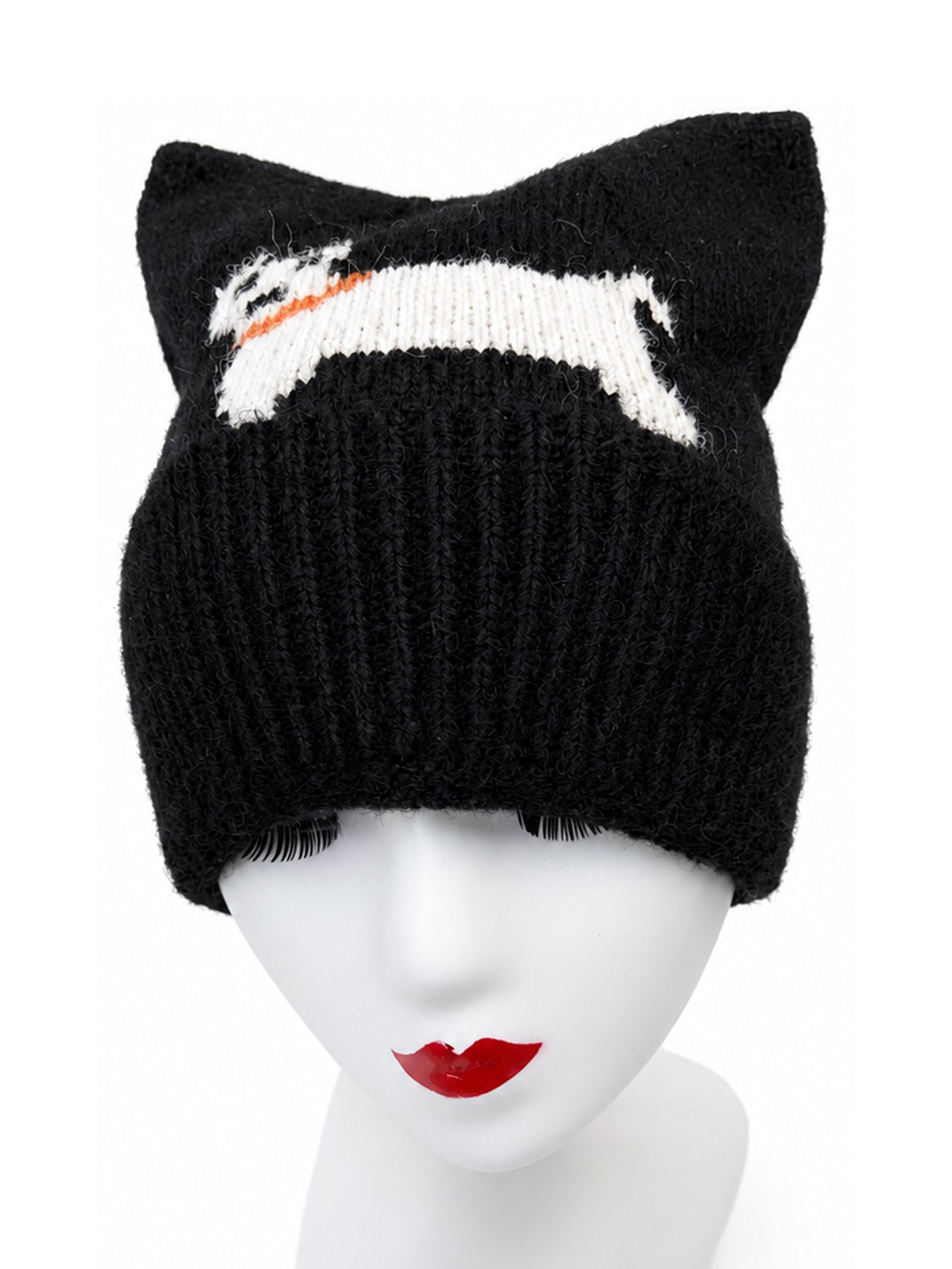 HT26100-395 Dog Print Ear Themed Beanie Hat