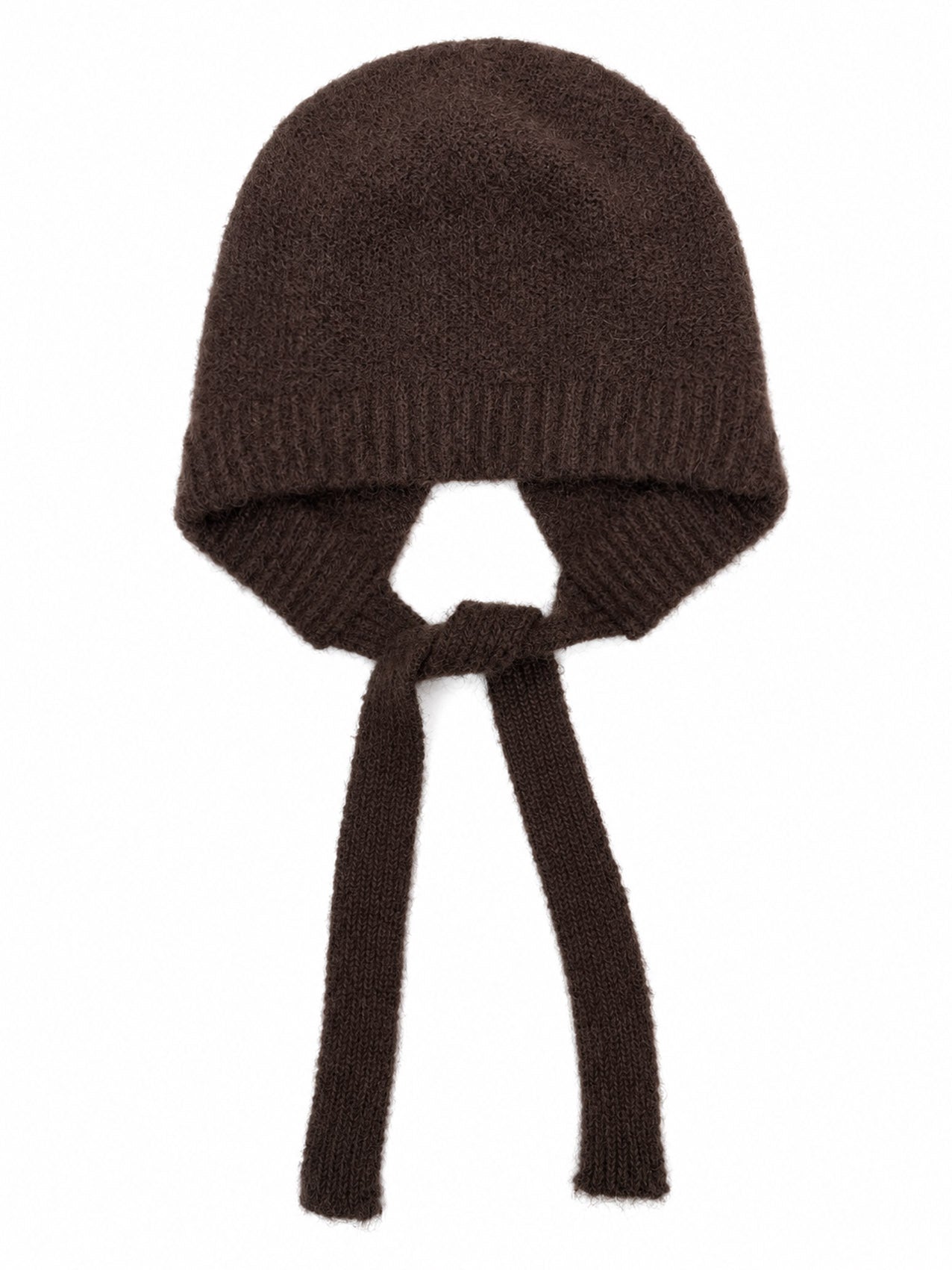 HT26140-378 Solid Colour Knitted Bonnet Hat with Ties