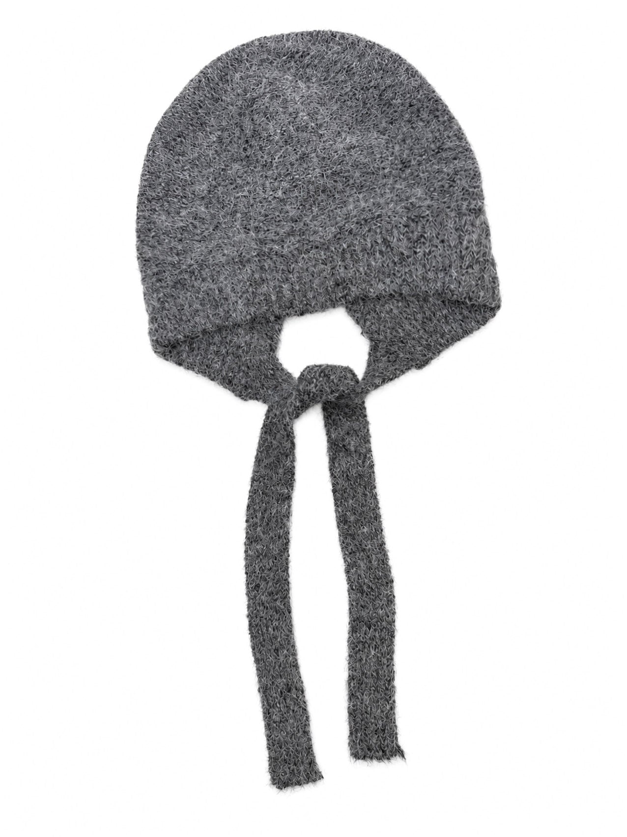 HT26140-378 Solid Colour Knitted Bonnet Hat with Ties