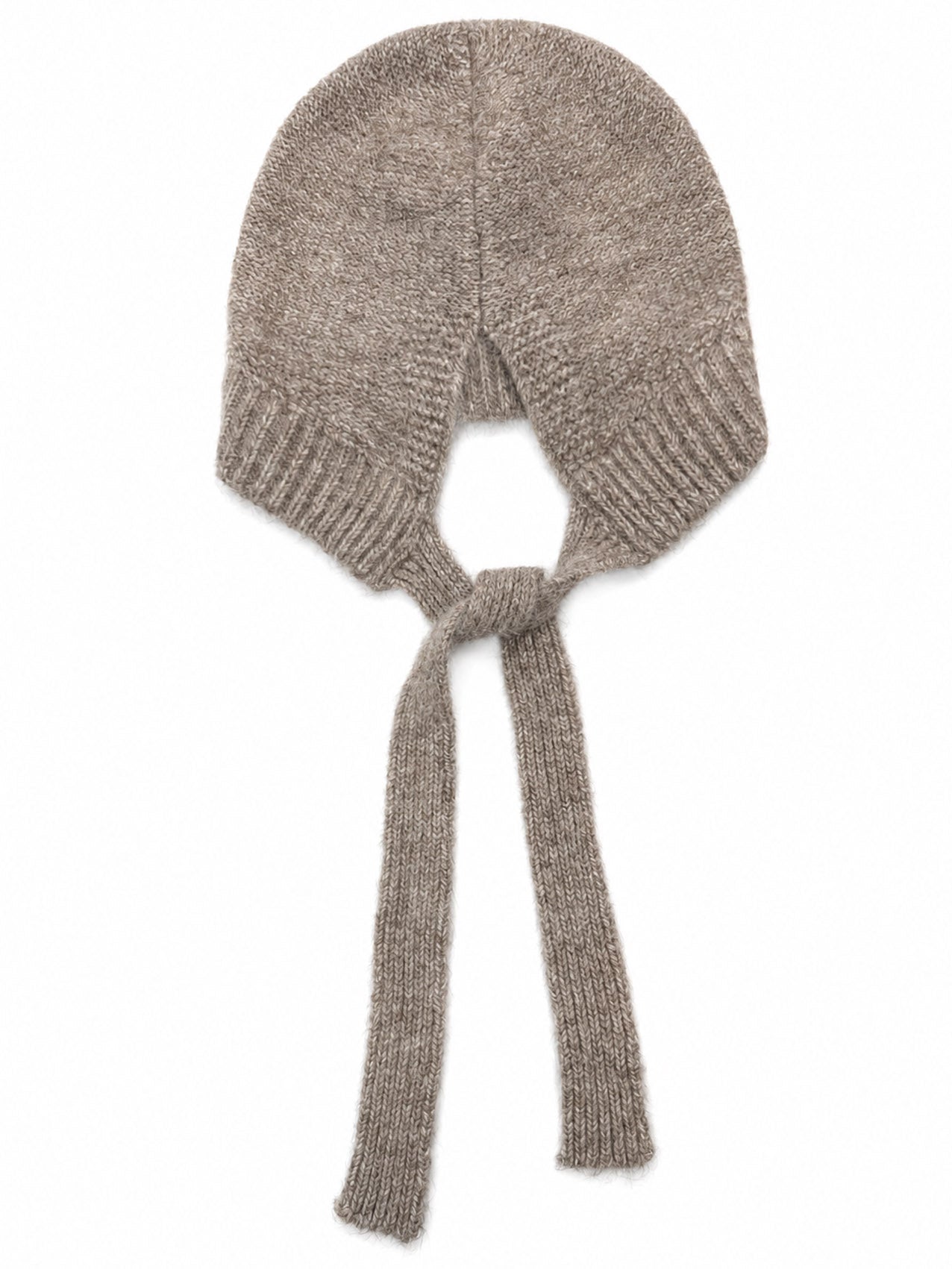 HT26140-378 Solid Colour Knitted Bonnet Hat with Ties