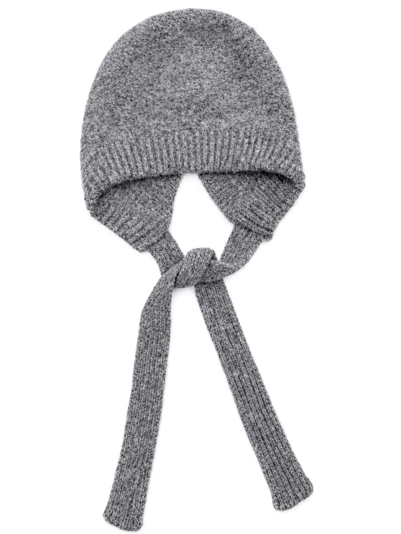 HT26140-378 Solid Colour Knitted Bonnet Hat with Ties