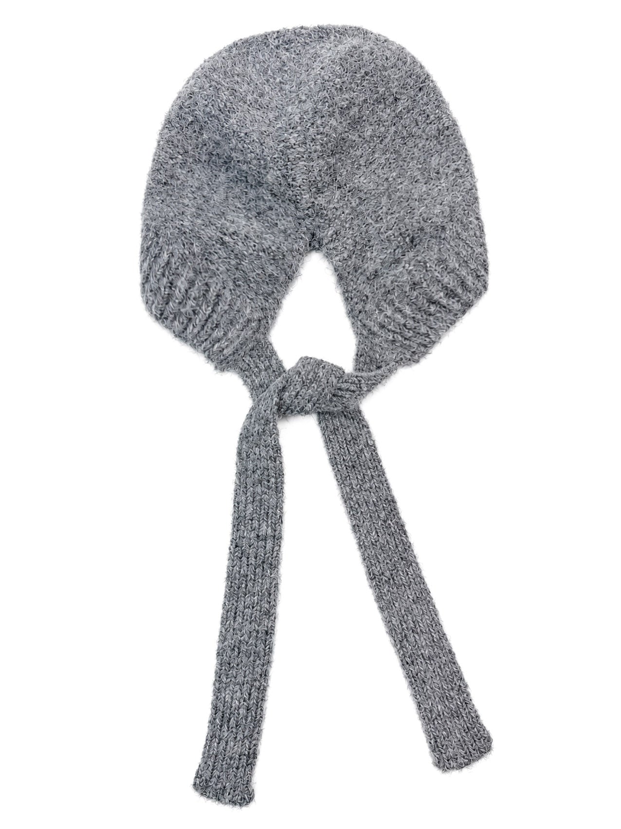 HT26140-378 Solid Colour Knitted Bonnet Hat with Ties