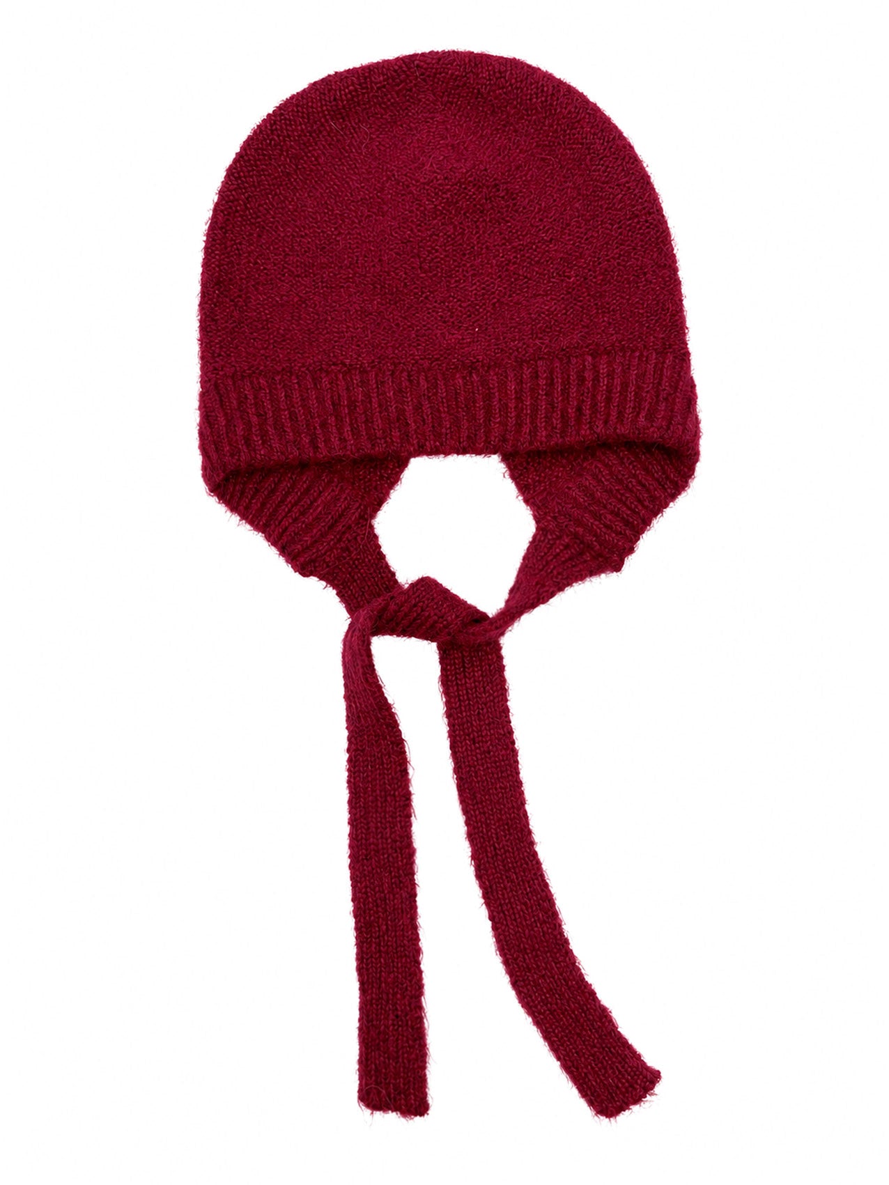 HT26140-378 Solid Colour Knitted Bonnet Hat with Ties