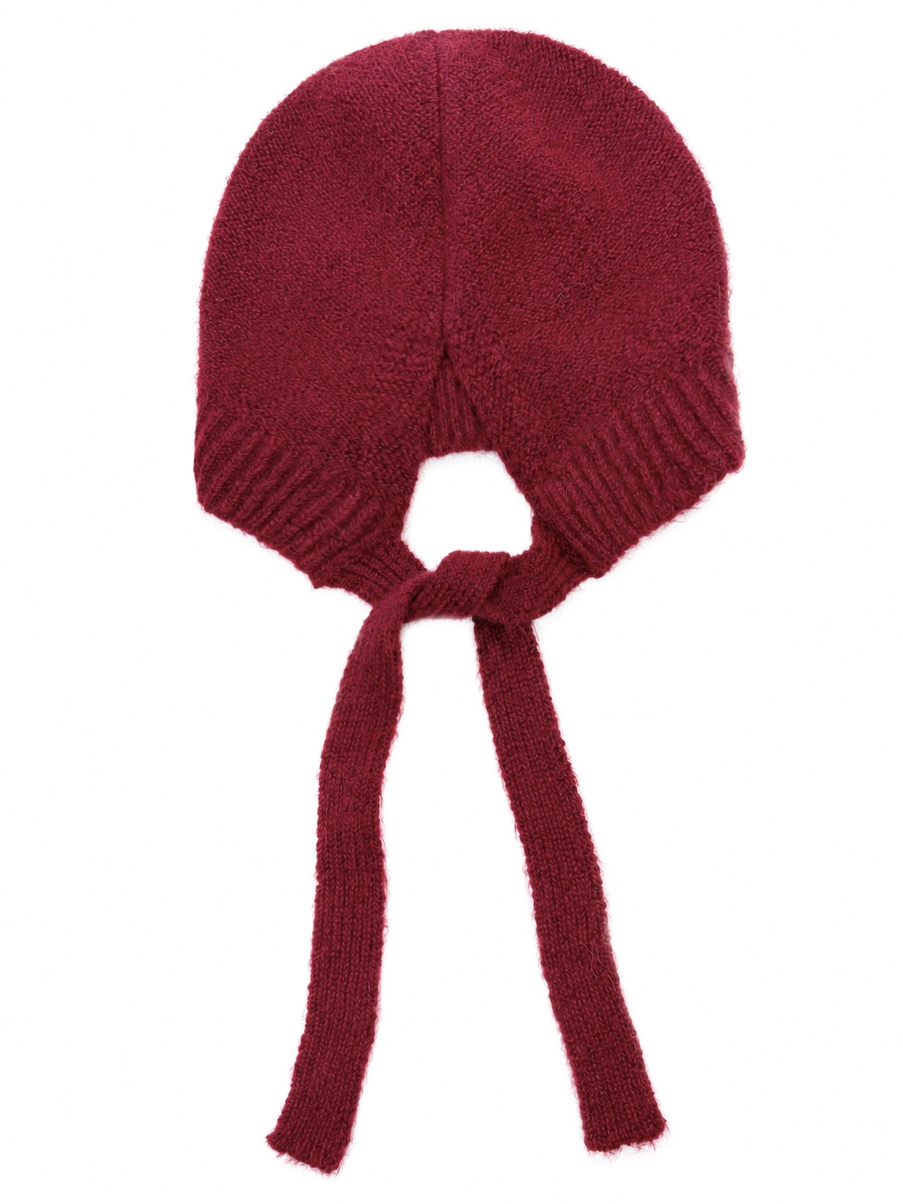 HT26140-378 Solid Colour Knitted Bonnet Hat with Ties
