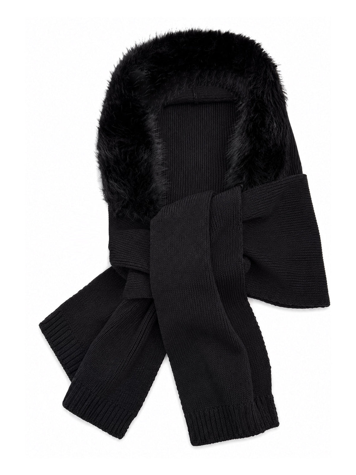 HT26220-376 Balaclava Hooded Scarf with Fur Trim
