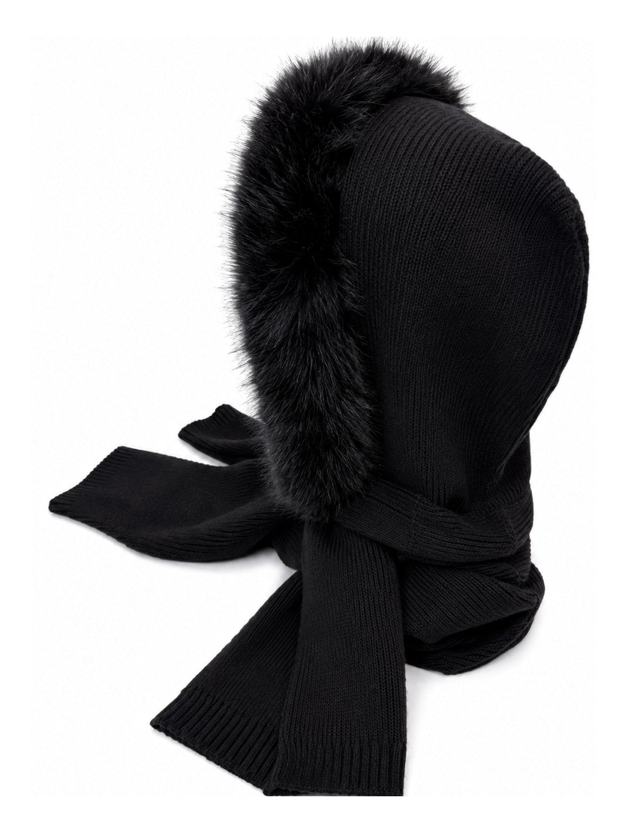 HT26220-376 Balaclava Hooded Scarf with Fur Trim