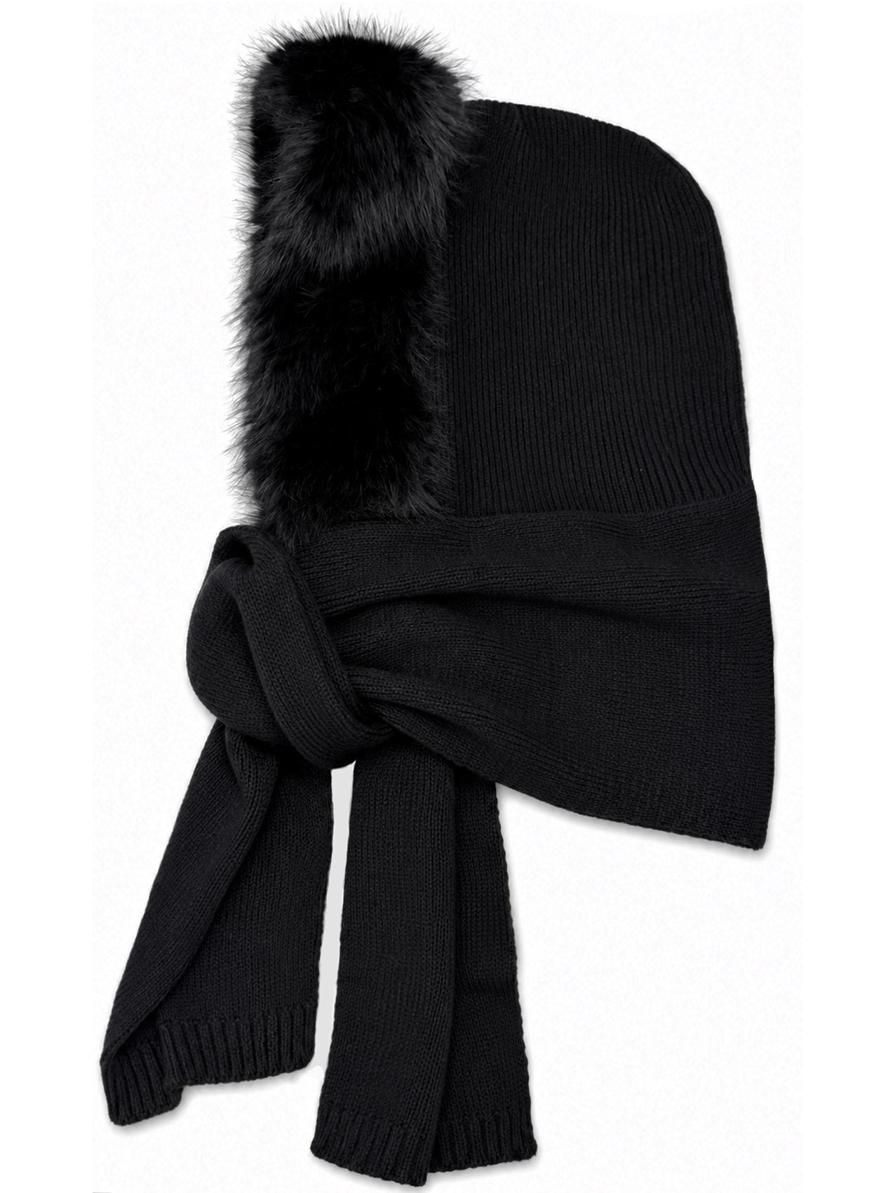 HT26220-376 Balaclava Hooded Scarf with Fur Trim