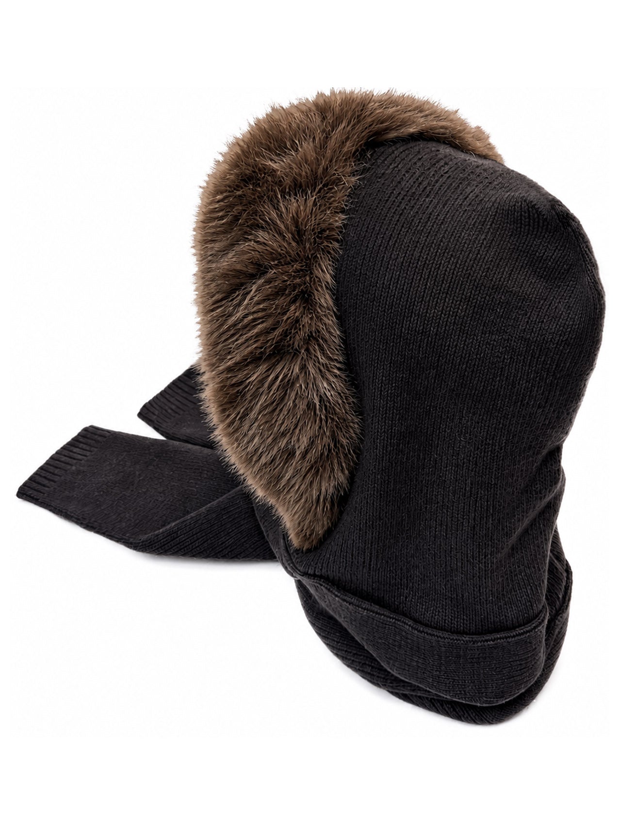 HT26220-376 Balaclava Hooded Scarf with Fur Trim