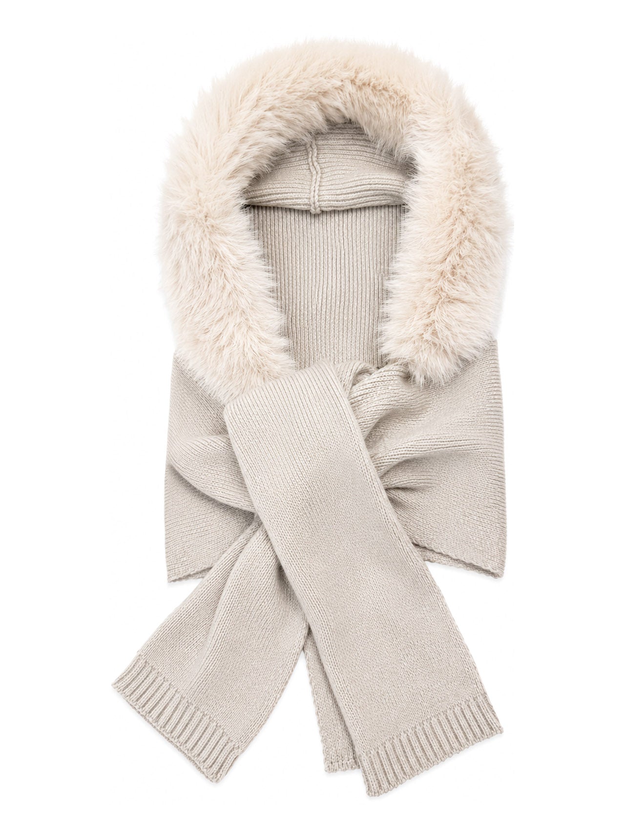 HT26220-376 Balaclava Hooded Scarf with Fur Trim
