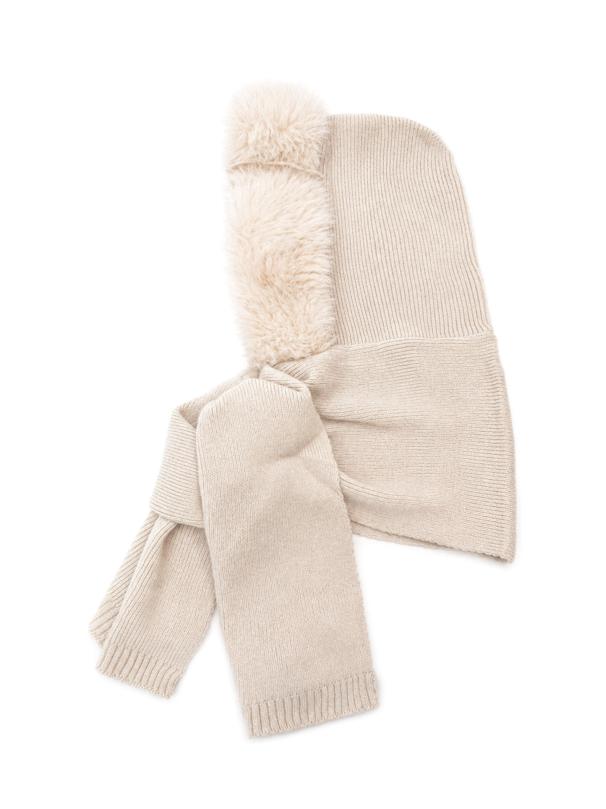 HT26220-376 Balaclava Hooded Scarf with Fur Trim
