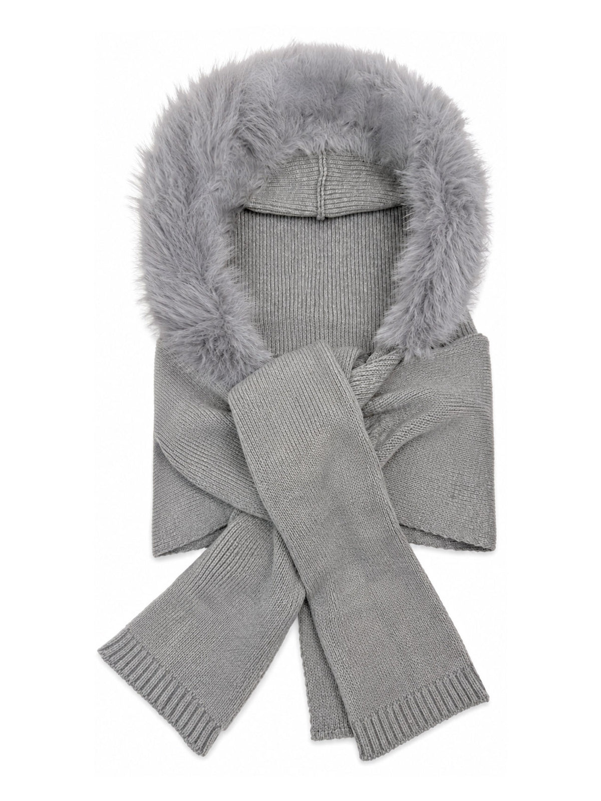 HT26220-376 Balaclava Hooded Scarf with Fur Trim