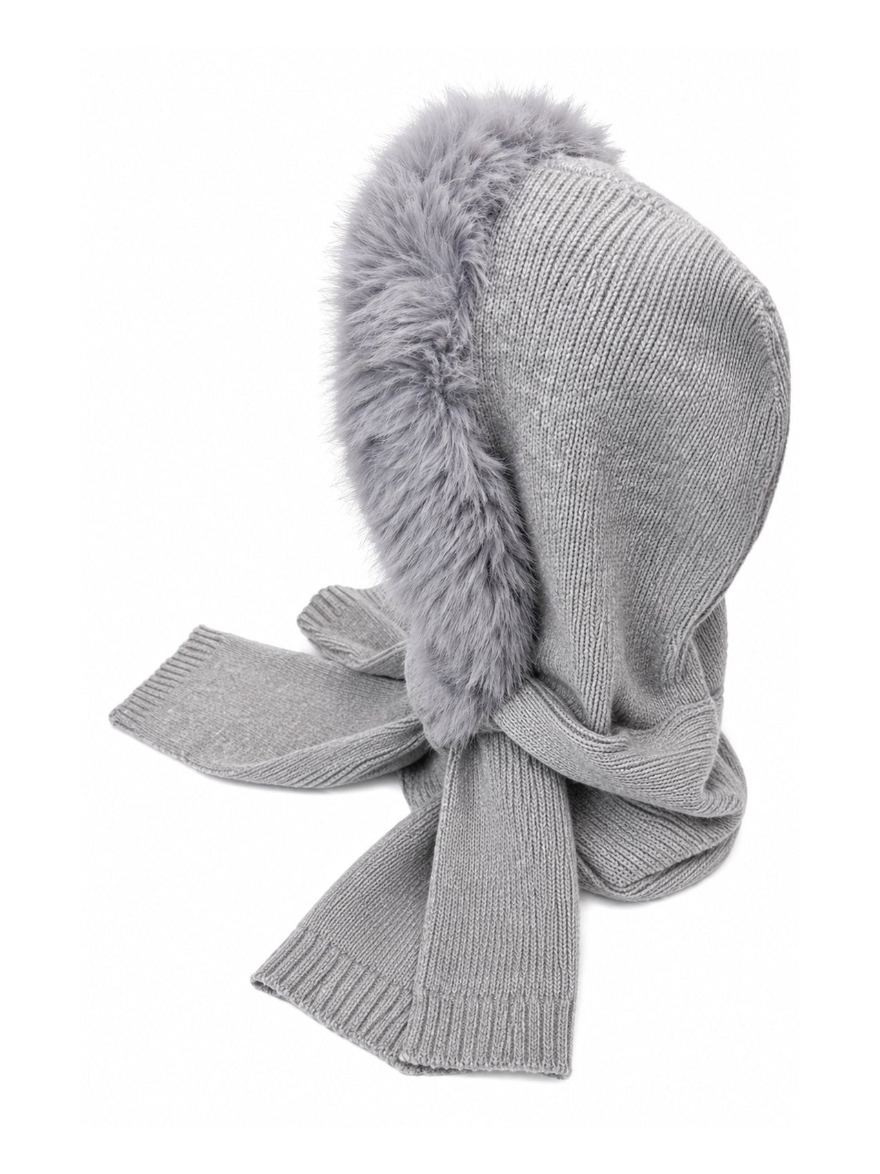 HT26220-376 Balaclava Hooded Scarf with Fur Trim
