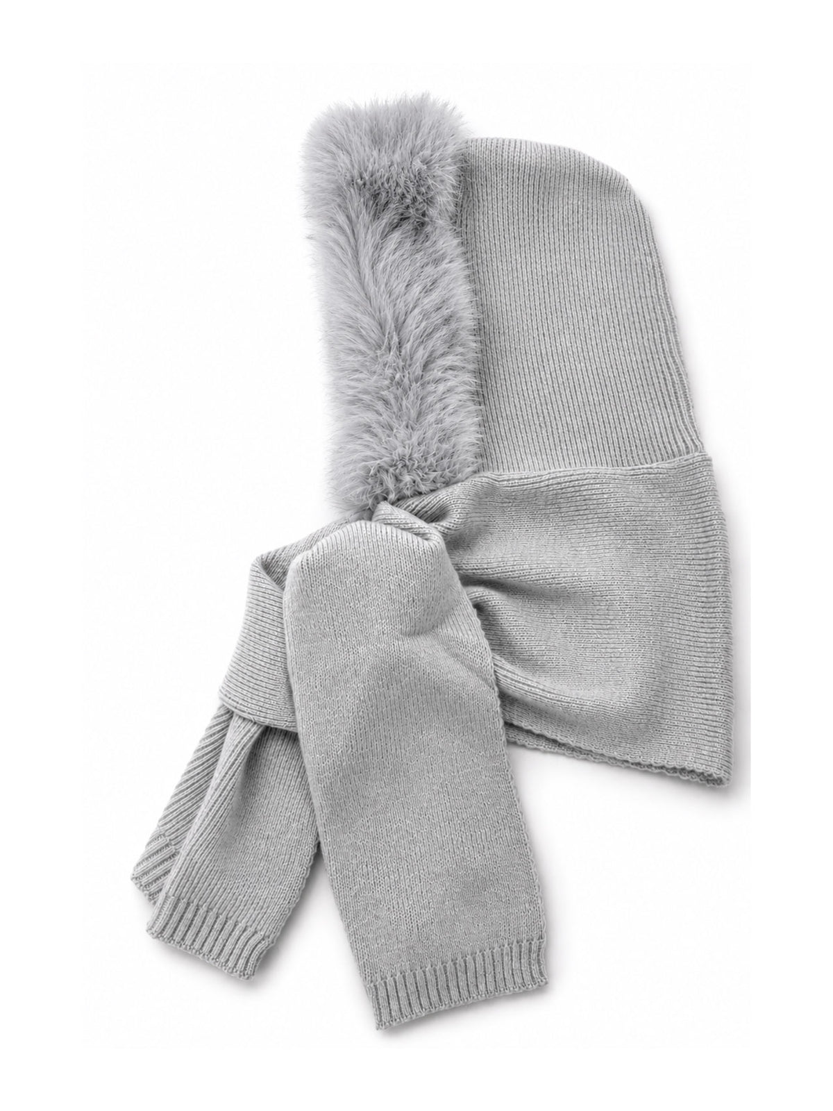 HT26220-376 Balaclava Hooded Scarf with Fur Trim