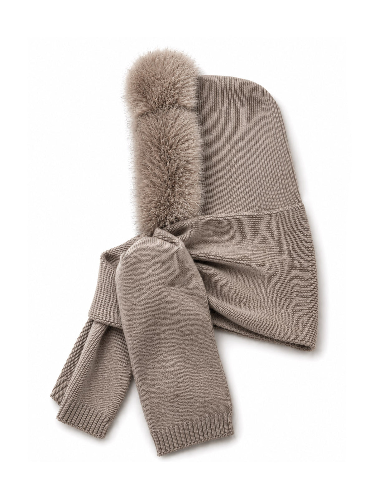 HT26220-376 Balaclava Hooded Scarf with Fur Trim
