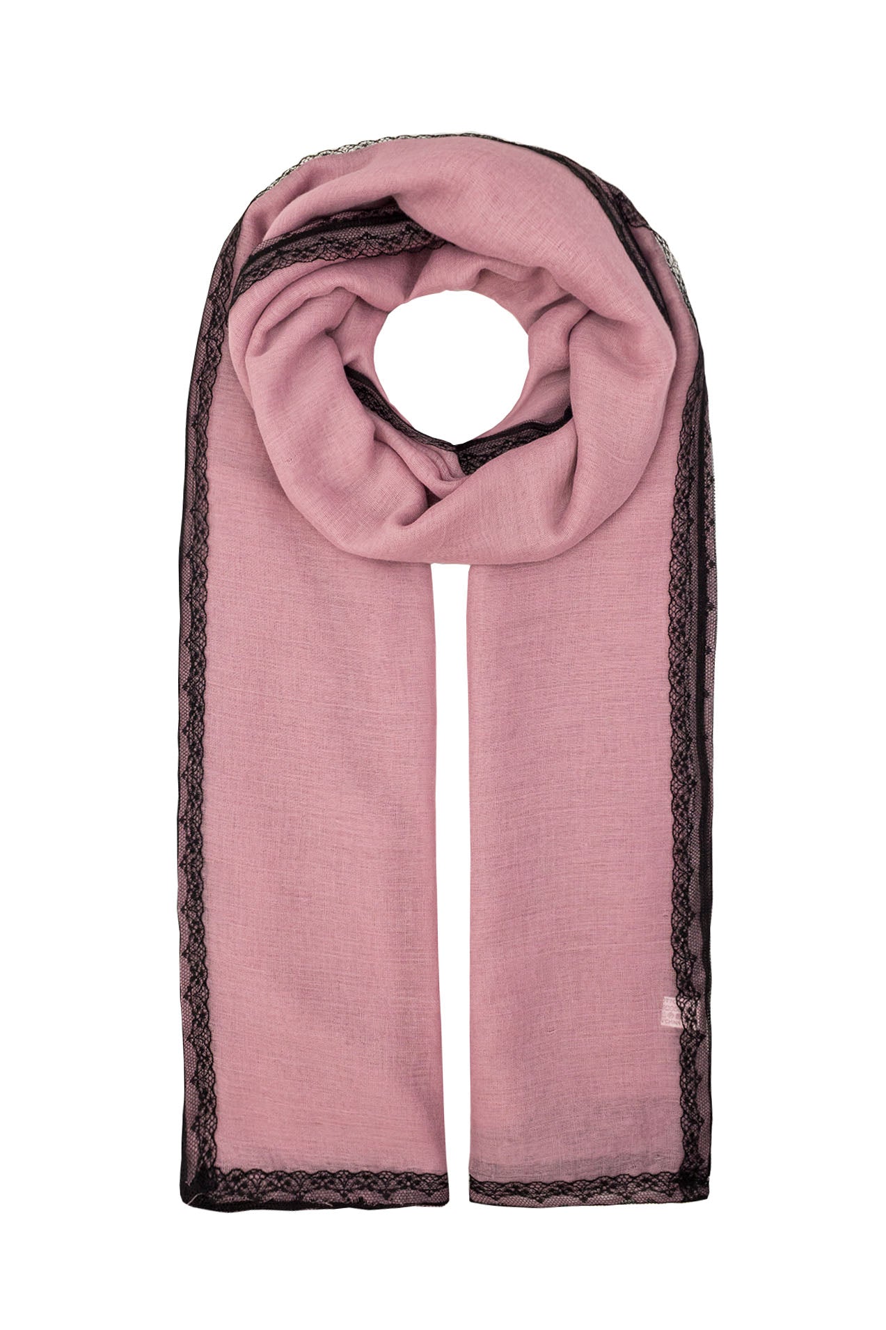 AB1670-8 Plain Scarf with Lace Trim