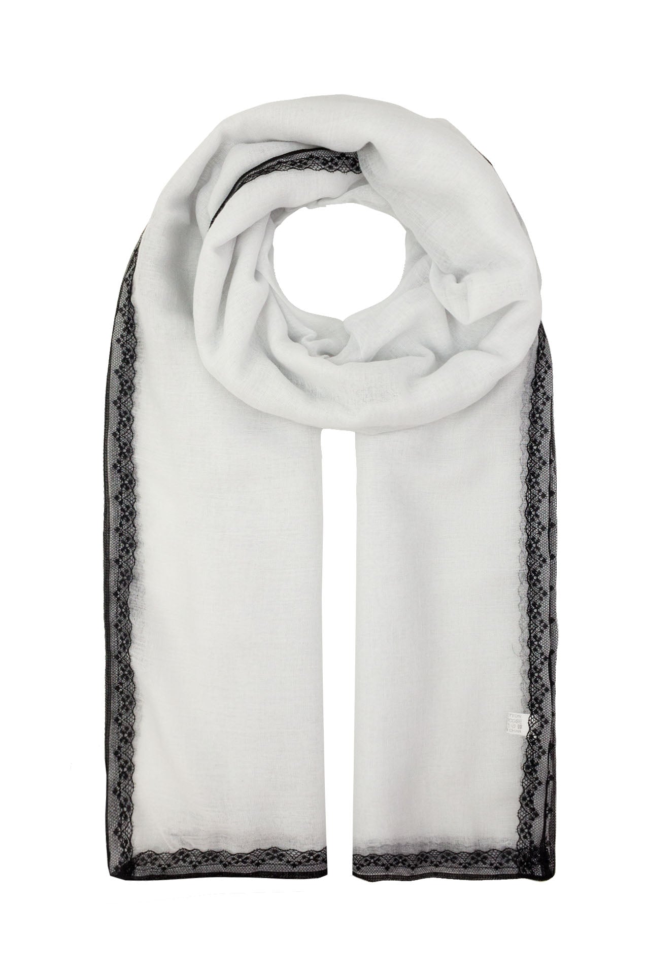 AB1670-8 Plain Scarf with Lace Trim