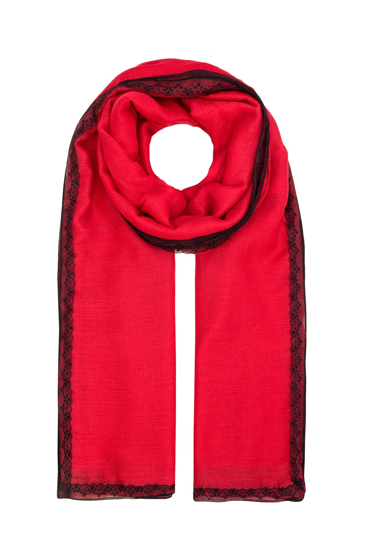 AB1670-8 Plain Scarf with Lace Trim