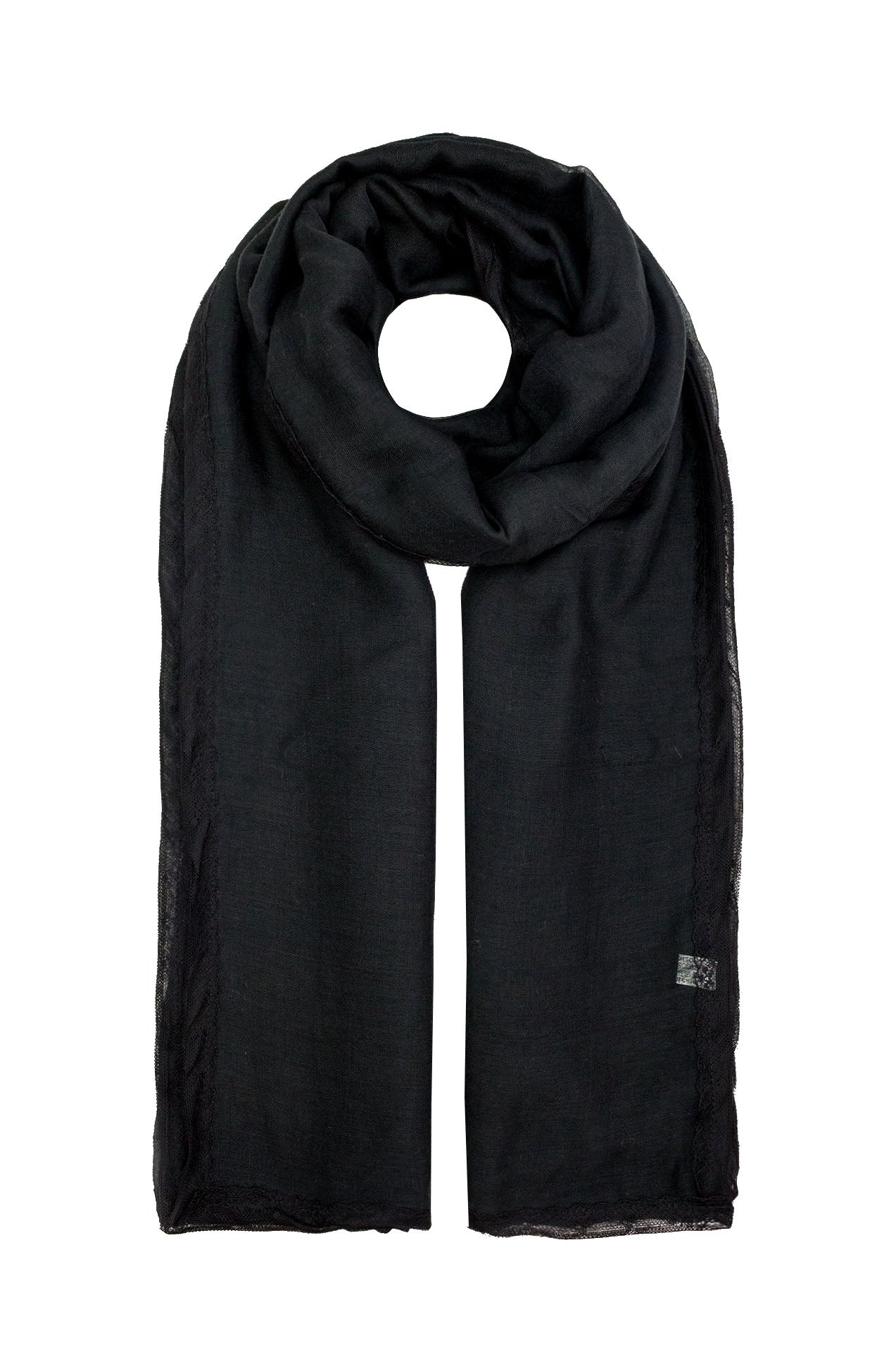 AB1670-8 Plain Scarf with Lace Trim