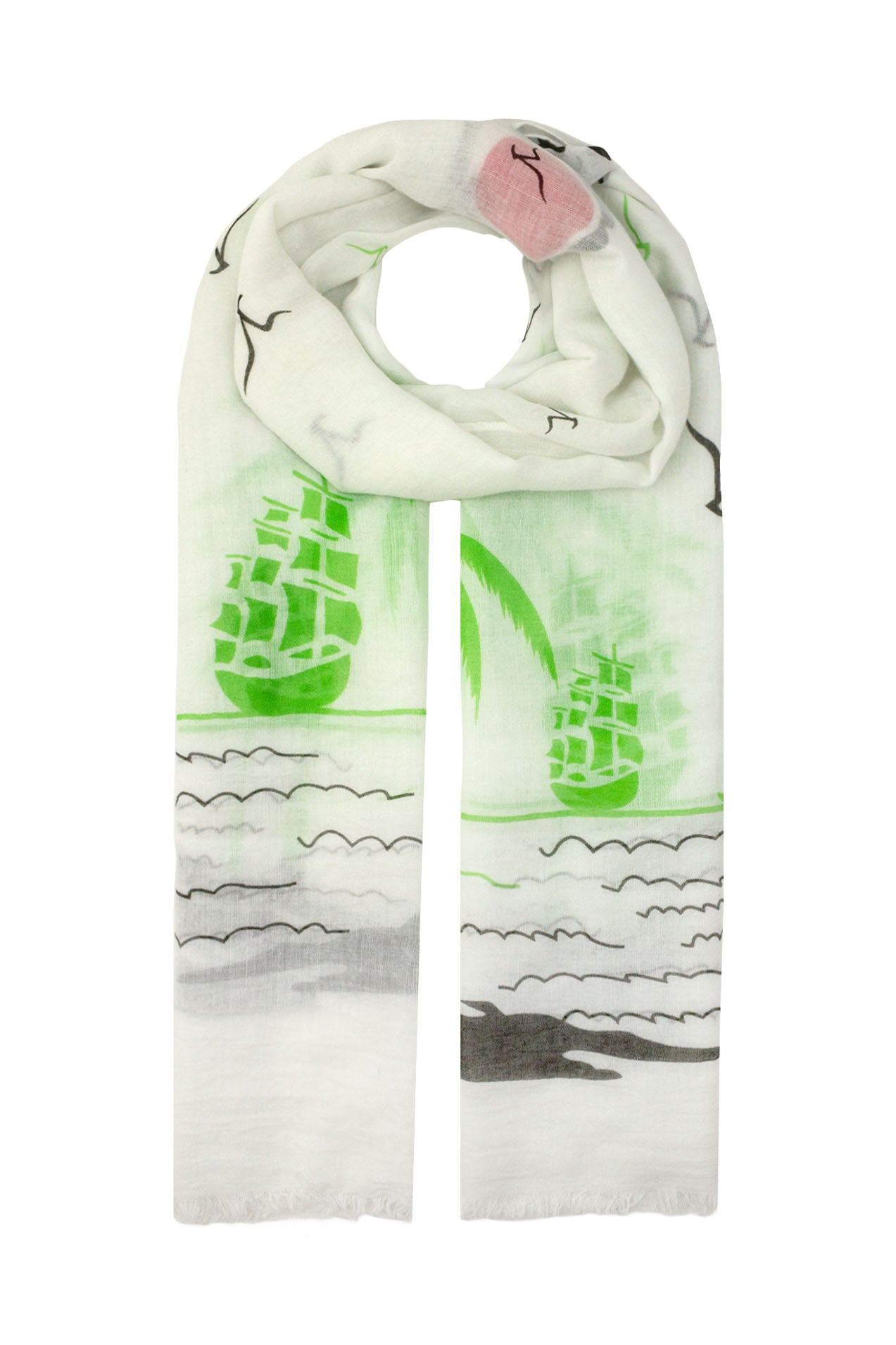 AB1652-20 Beach Print Viscose Scarf