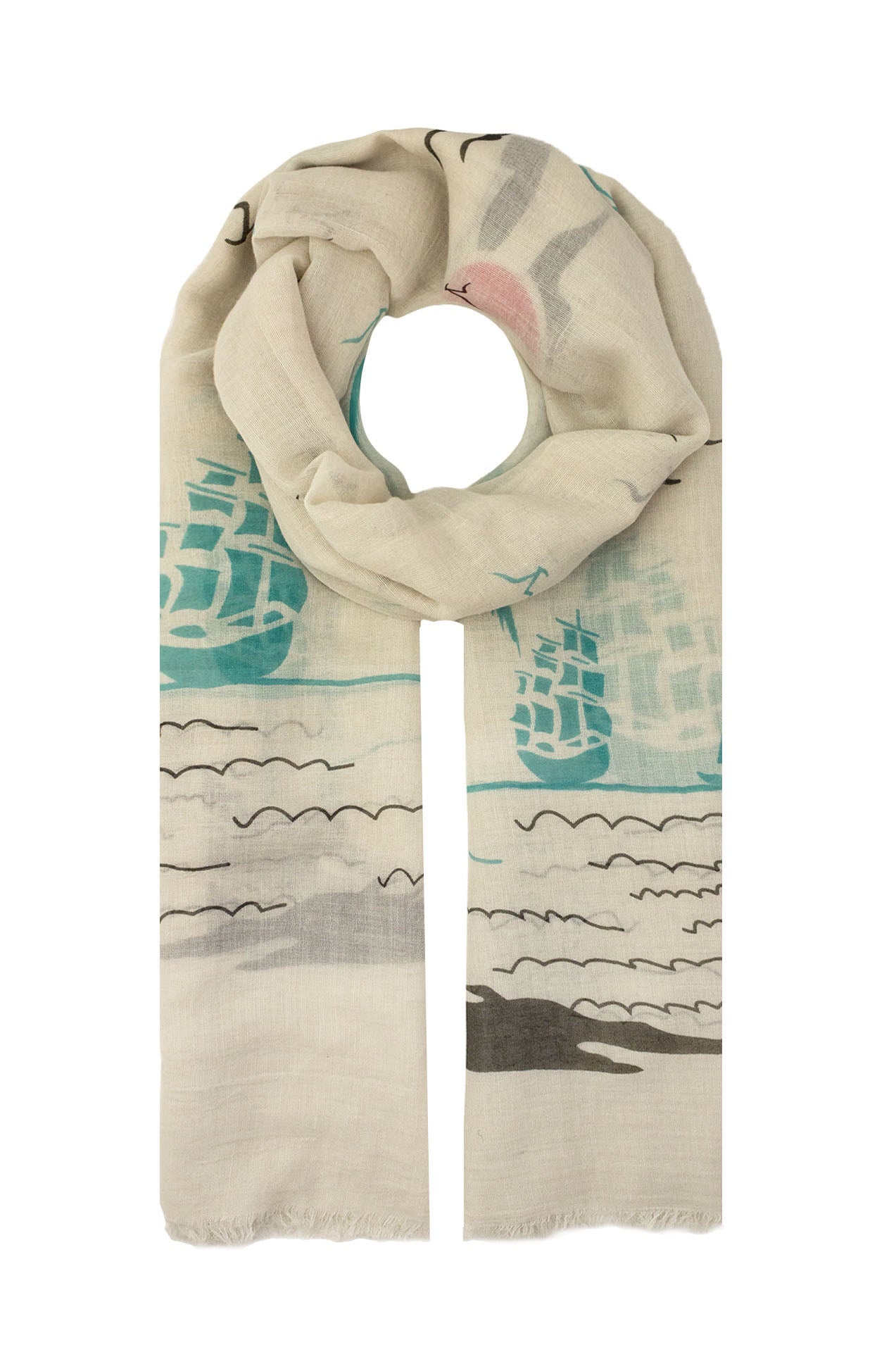 AB1652-20 Beach Print Viscose Scarf