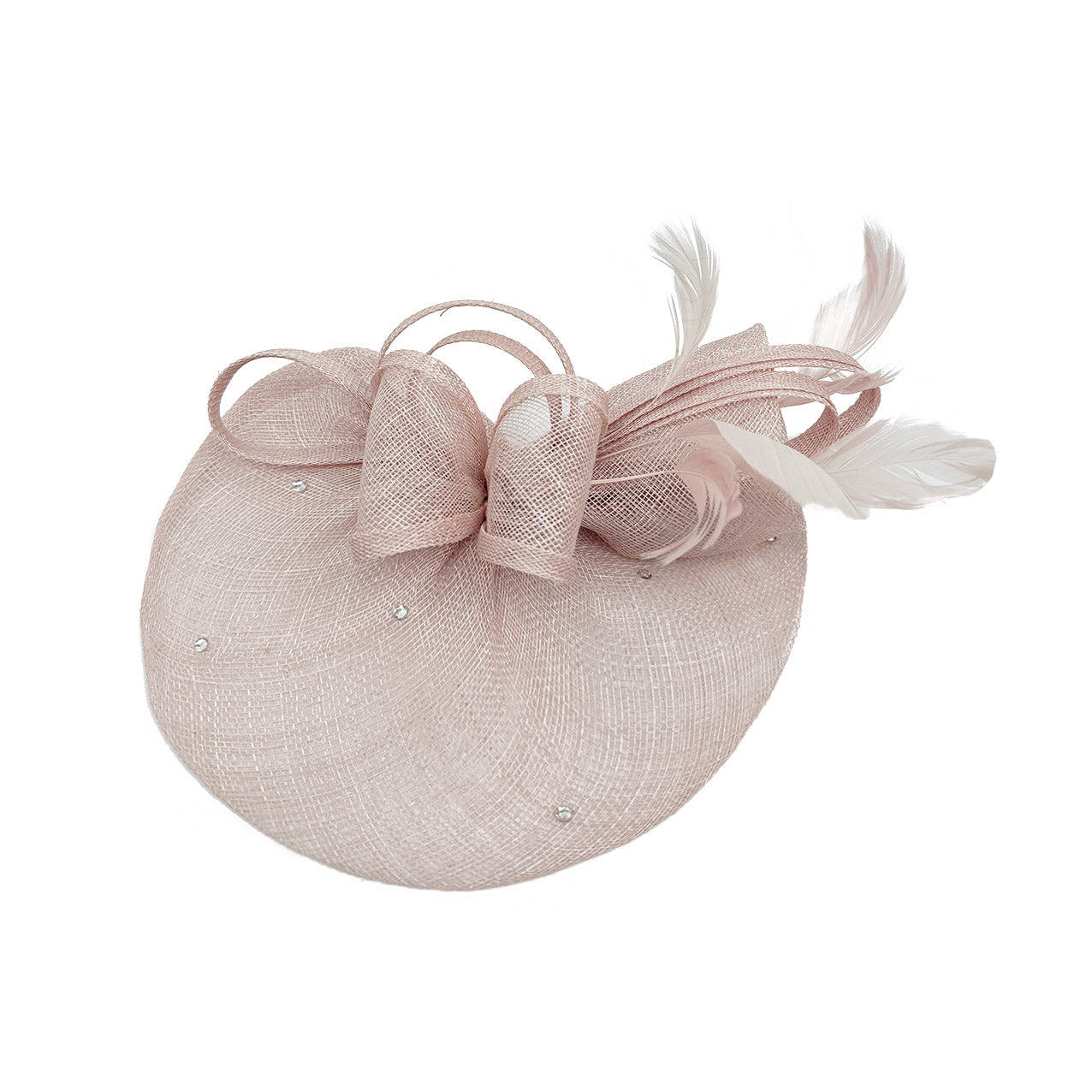 FT9020-004 Sinamay Fascinator with Diamonds and Real Feather