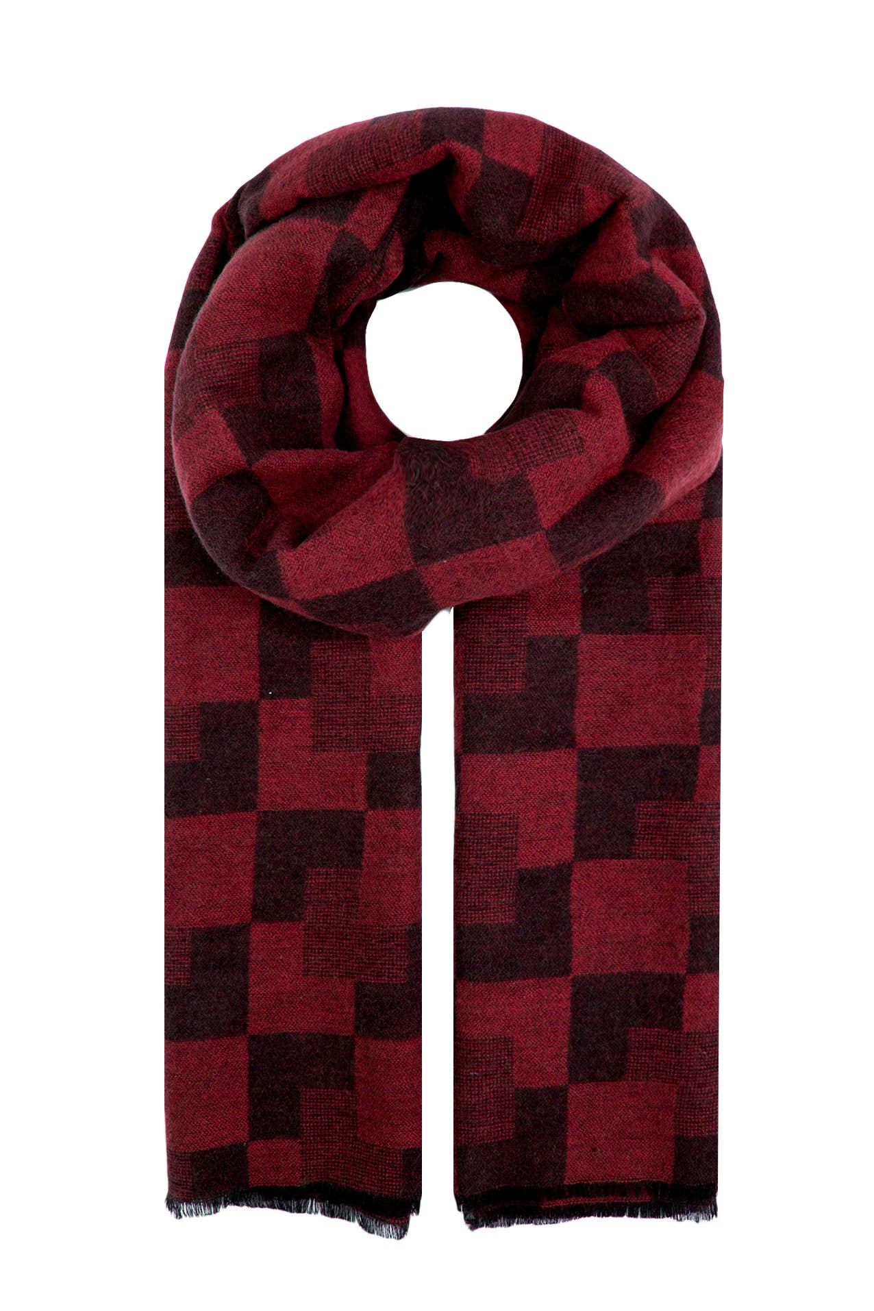 AB16120-150 Check Pattern Wool Blend Scarf