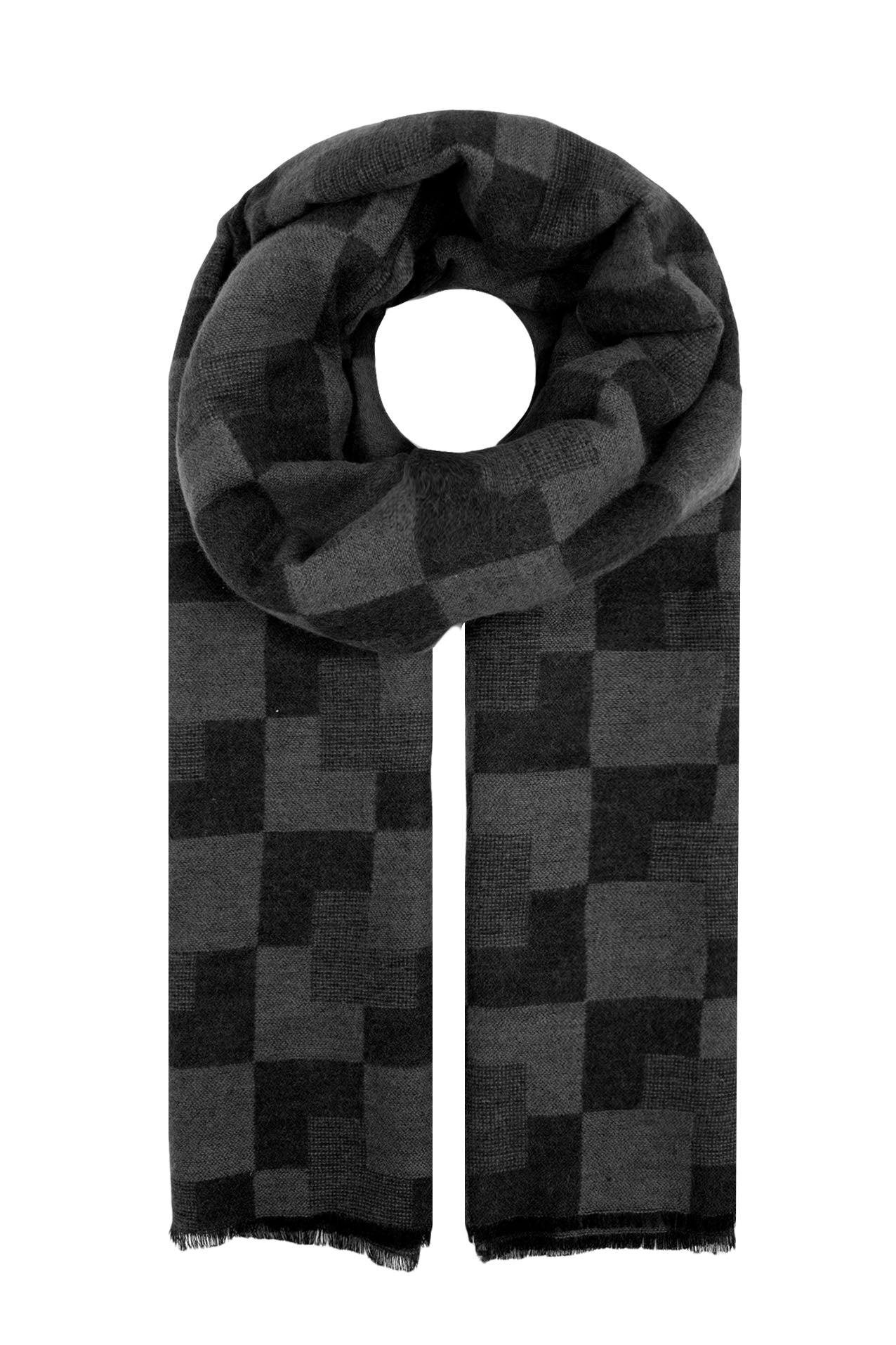 AB16120-150 Check Pattern Wool Blend Scarf