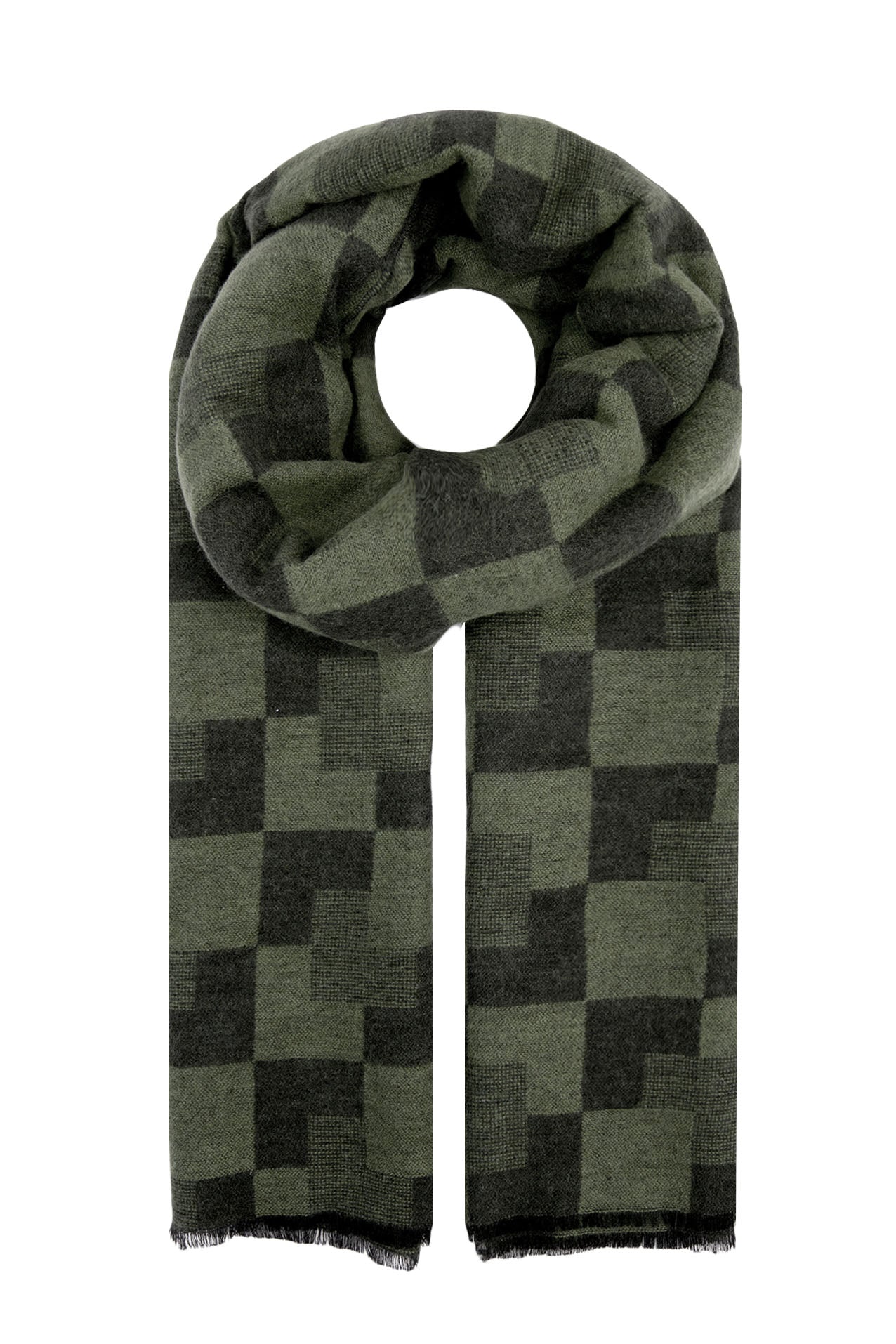 AB16120-150 Check Pattern Wool Blend Scarf