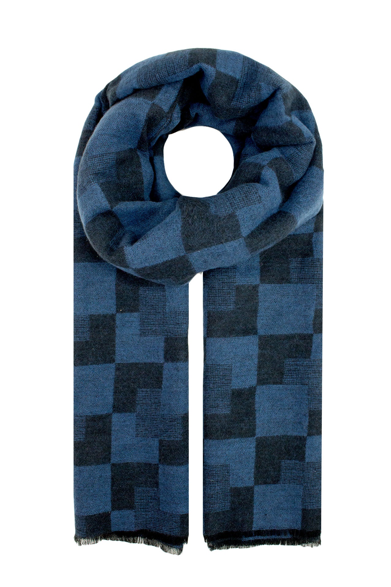 AB16120-150 Check Pattern Wool Blend Scarf