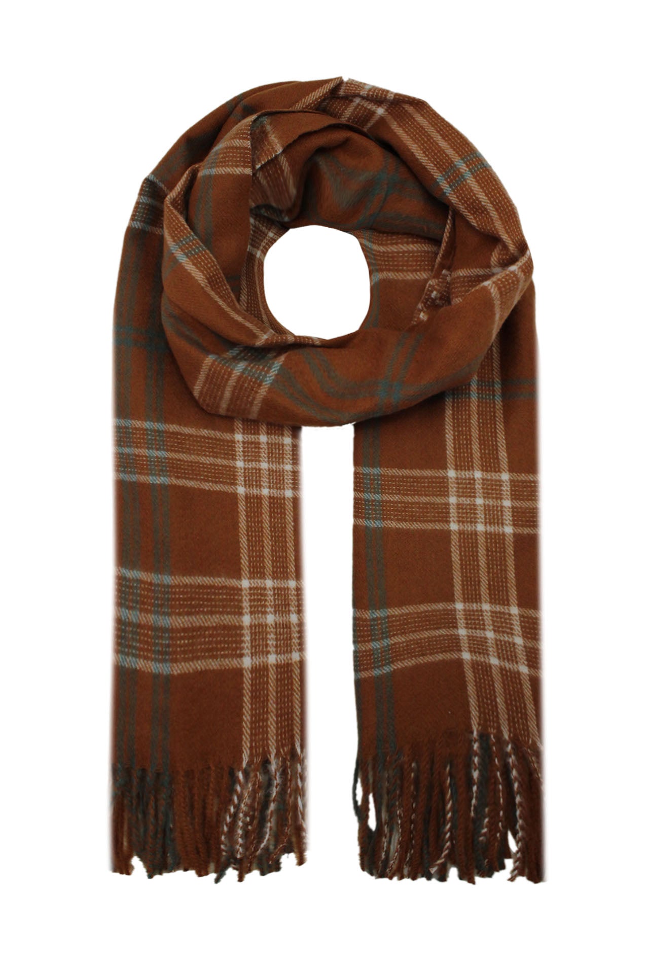 SF19122-085 Tartan Check Print Wool Blend Scarf