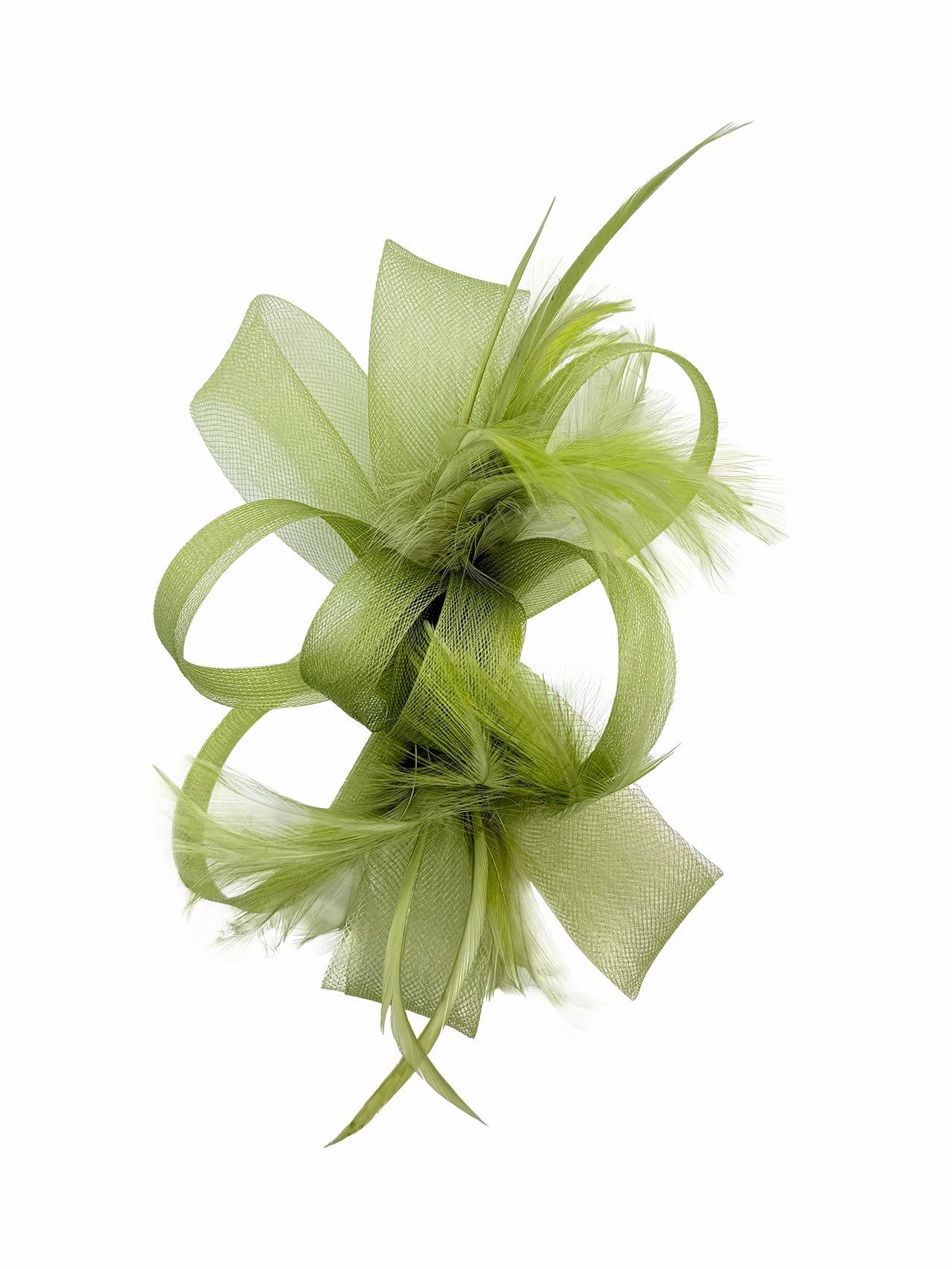FT25190 Spiral Circular Brim Fascinator with a Feathers Burst