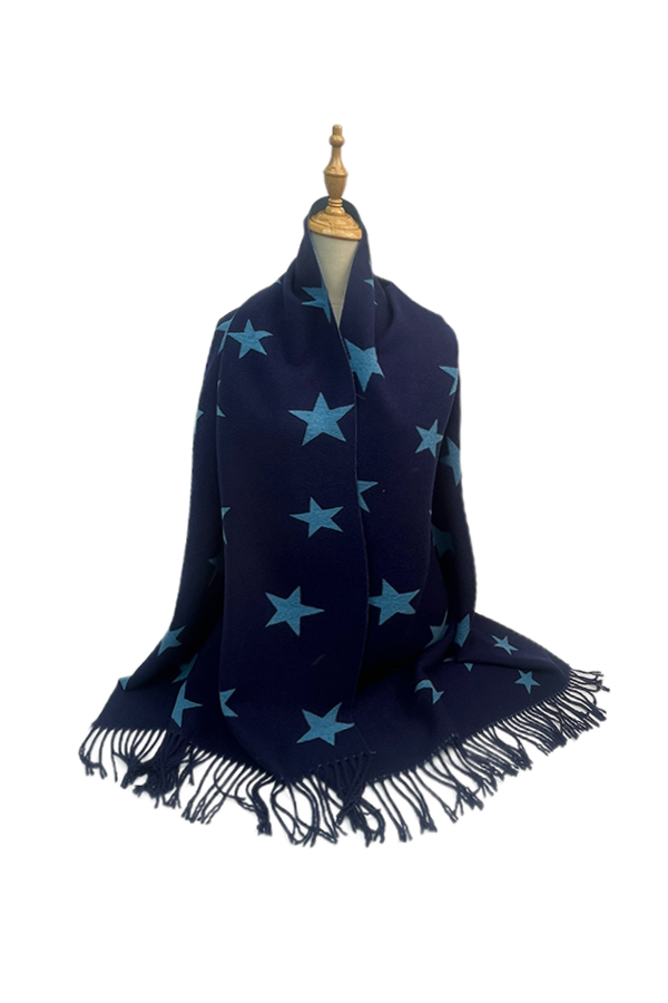 SF2210-703 Multicolour Star Print Mix Wool Scarf