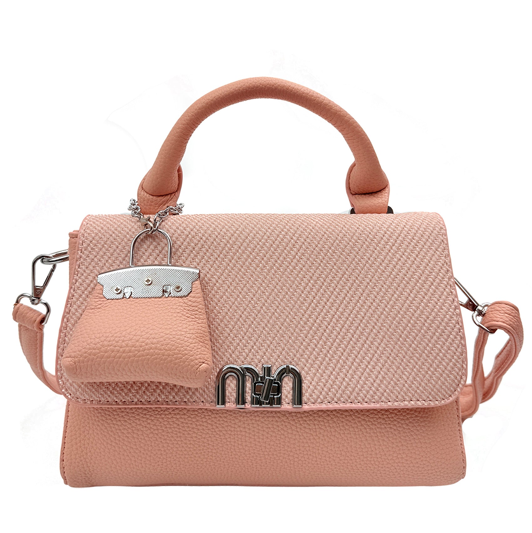 HB25384-167 Fashionable Flaf Over Crossbody Handbag with Charm