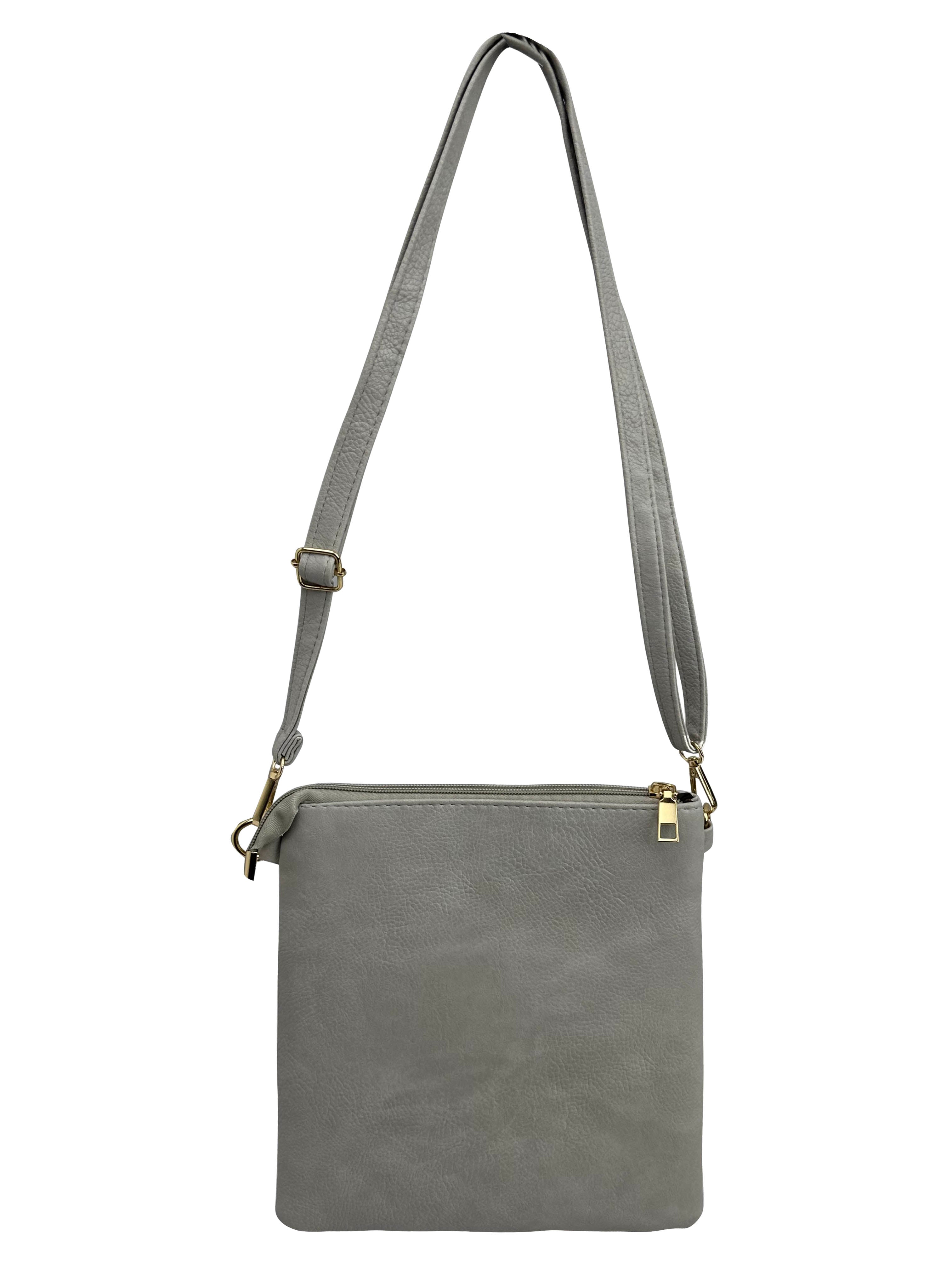 BG2413-081 Double Front Zip Pocket Cross Body Messenger Shoulder Bag