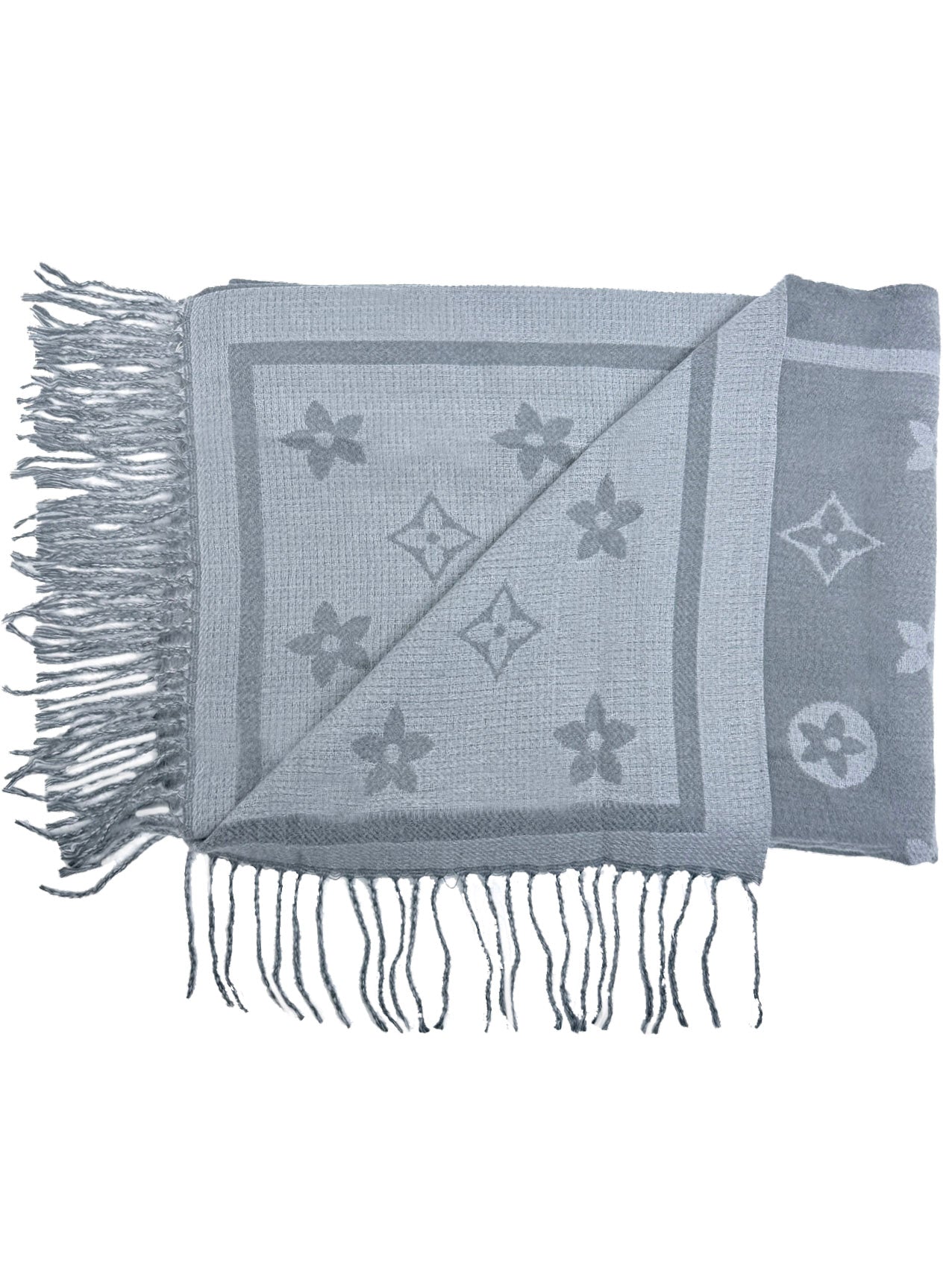 SF25130-197 Monogram Floral Printing Scarf with Tassels