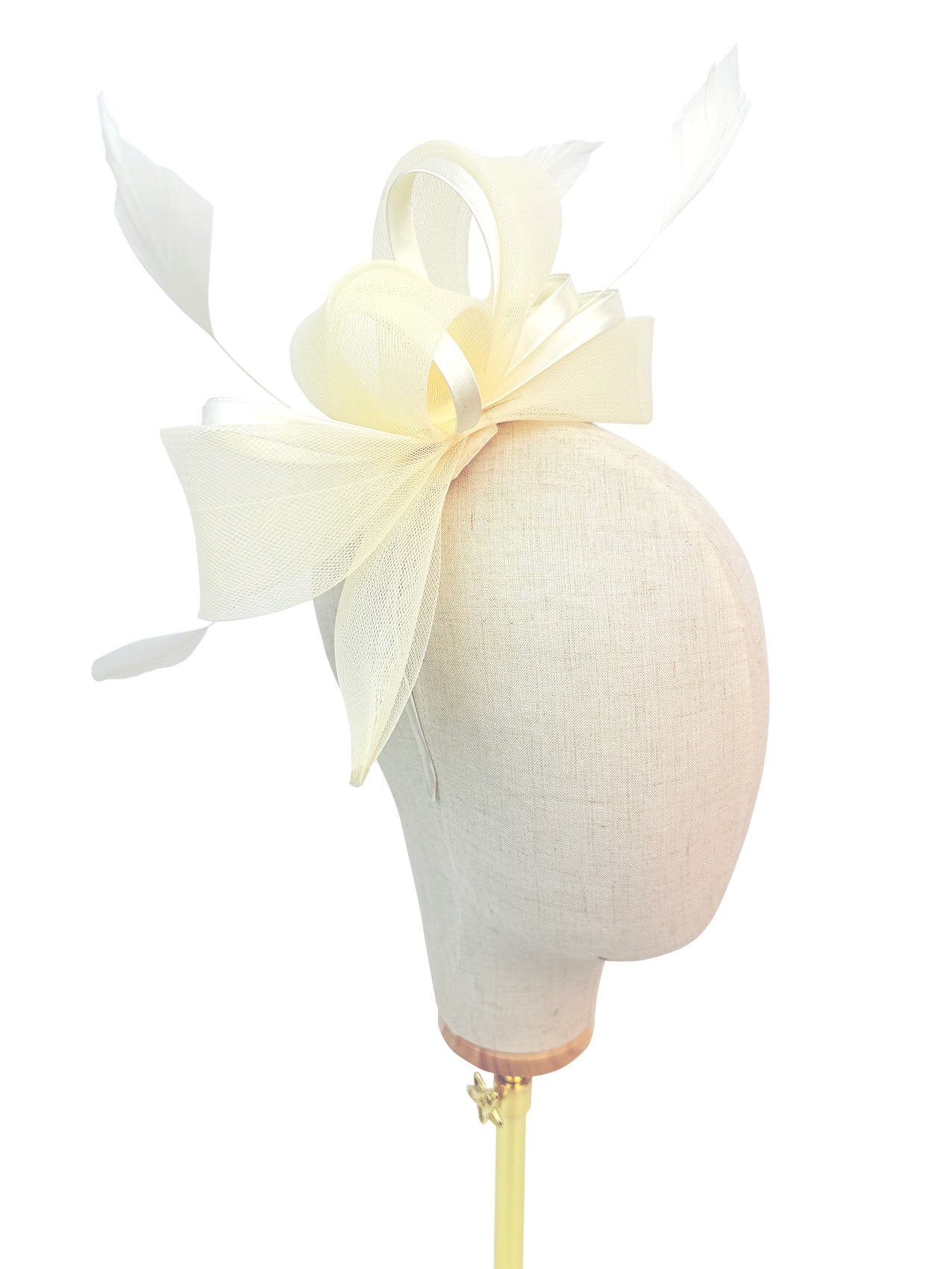FT4075 Fascinator with Satin Loops and Feathers