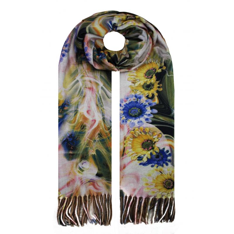 SF19138-133 Vibrant Florals Cotton Blend Scarf