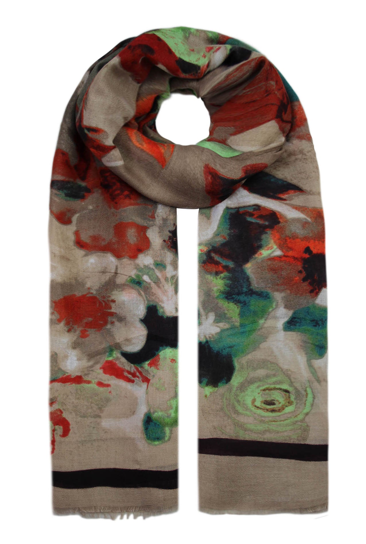 SF1990-88 Floral Viscose Scarf with Vibrant Flower Pattern