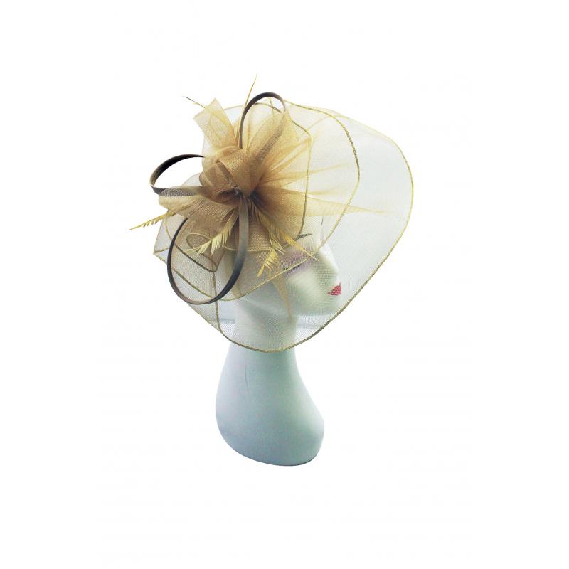 FT9013-025 Large Floral Double Layers Fascinators with Feather