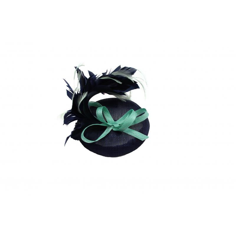 FT9022-009 Contrast Colour Fascinator with Synthetic Feathers & Sinamay Disc
